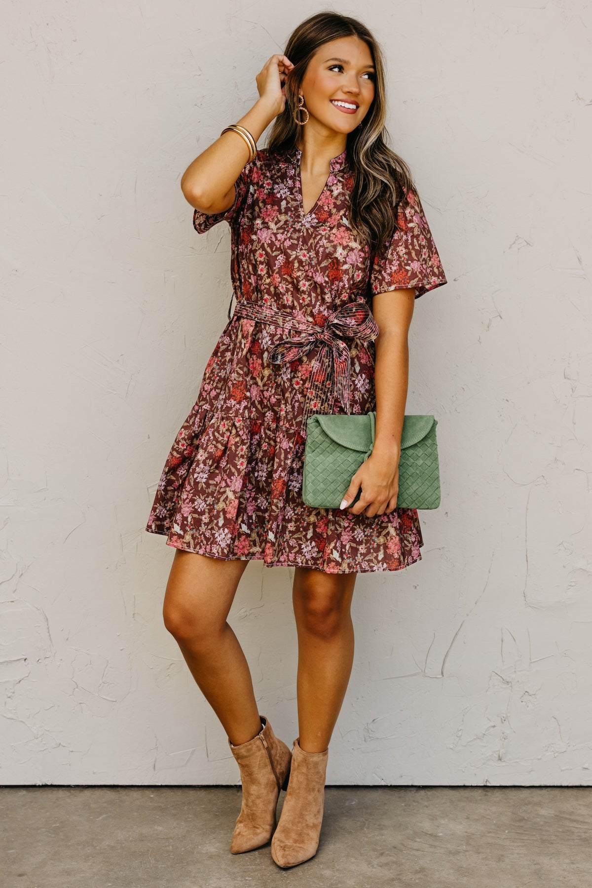 The Keaton Floral Tie Waist Mini Dress