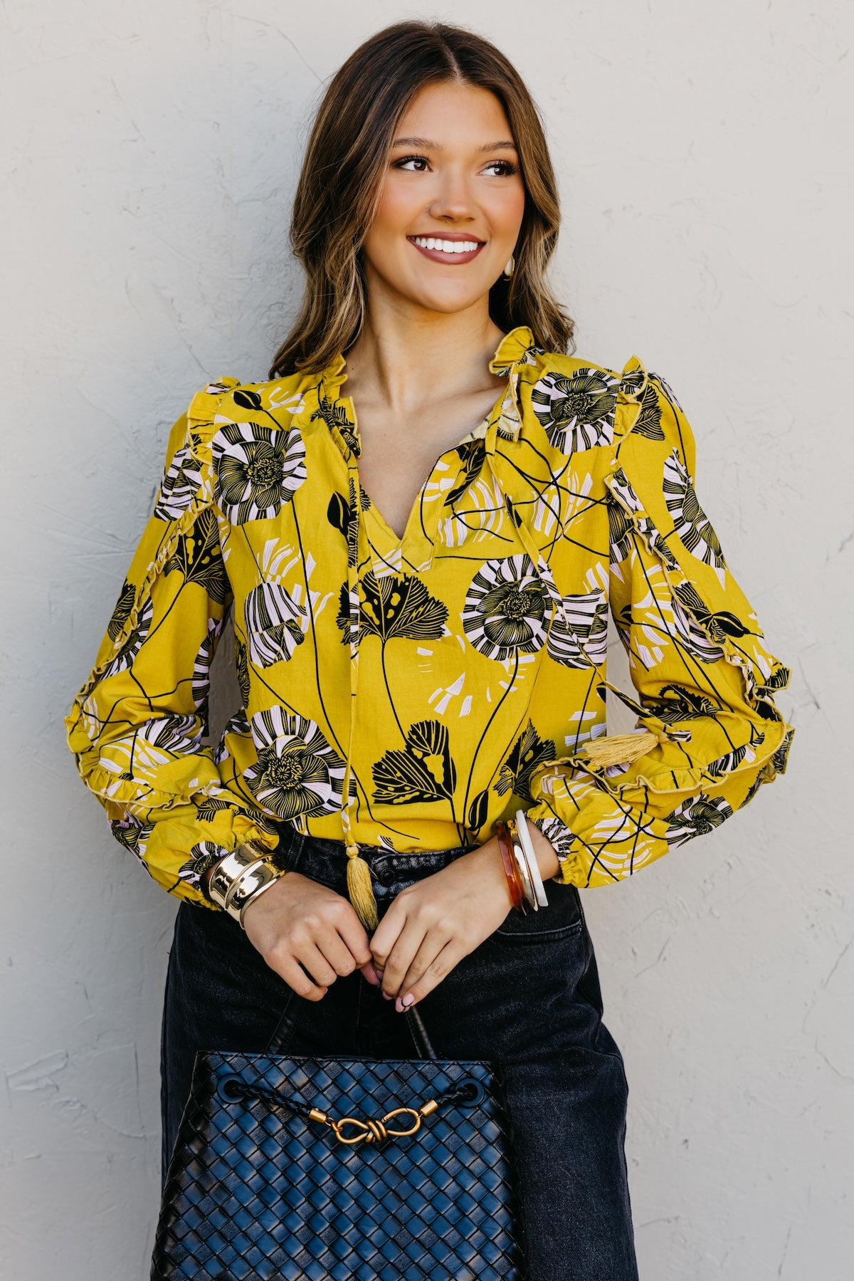 The Joey Printed Peasant Tie Top