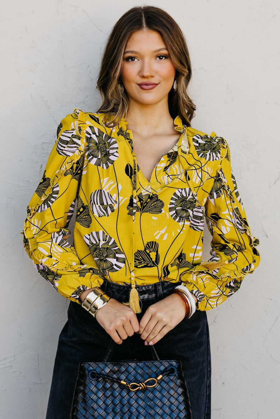 The Joey Printed Peasant Tie Top