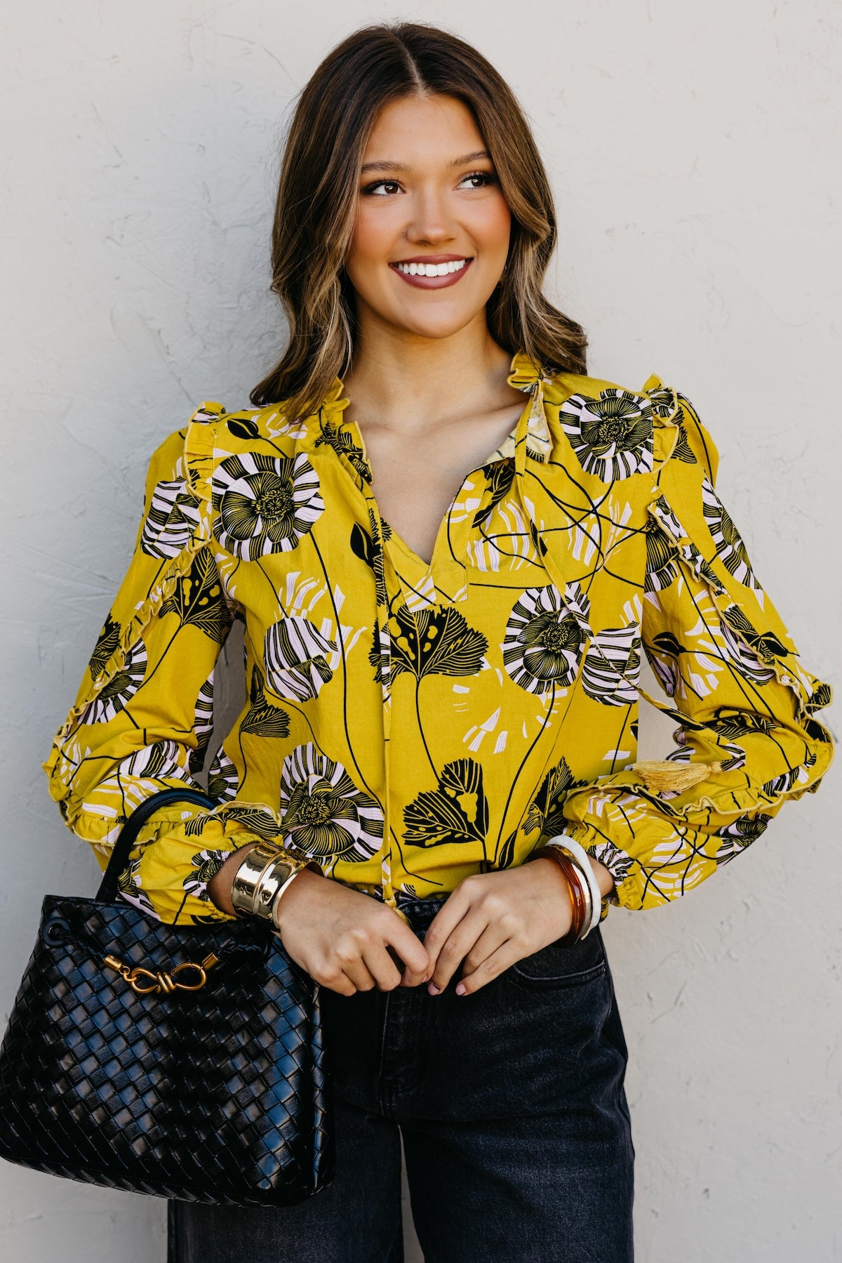The Joey Printed Peasant Tie Top