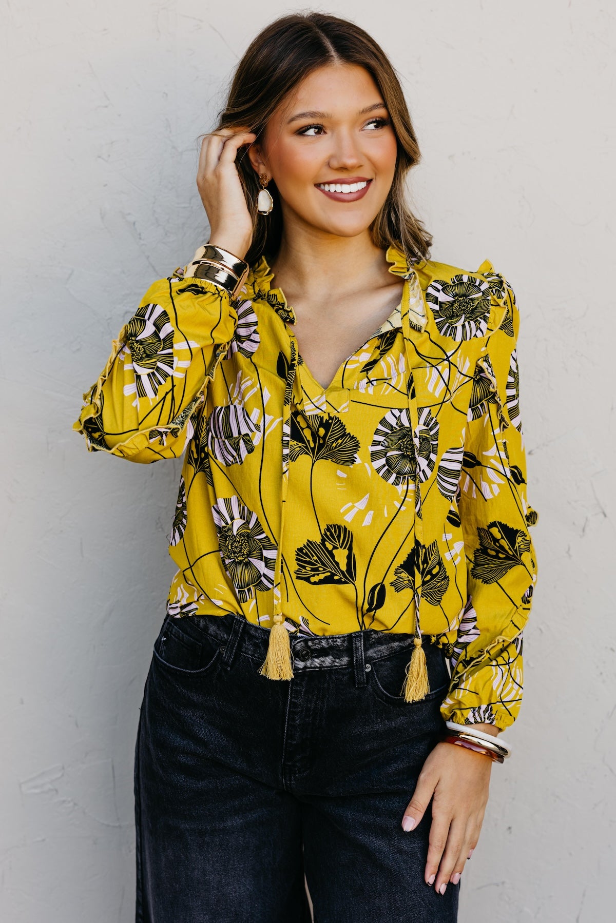 The Joey Printed Peasant Tie Top