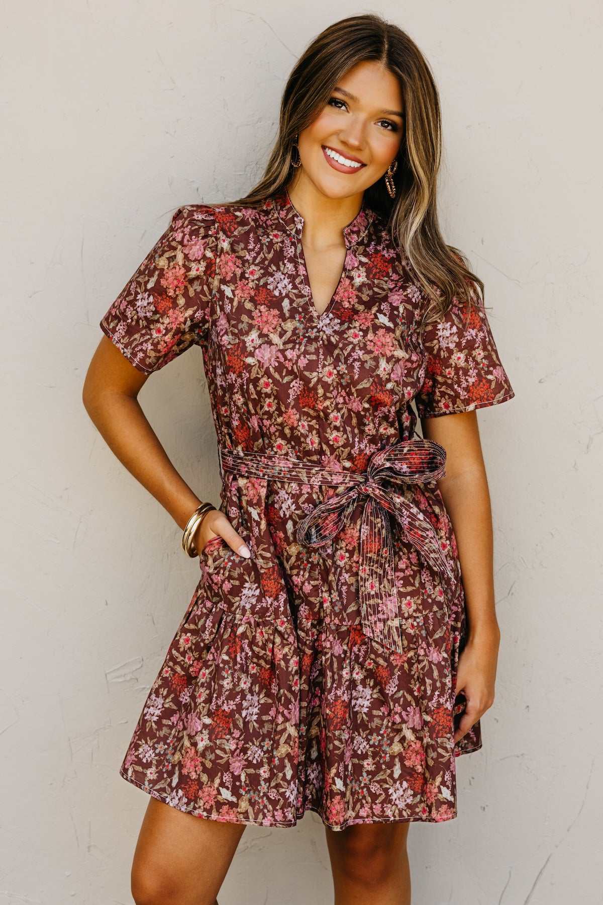 The Keaton Floral Tie Waist Mini Dress