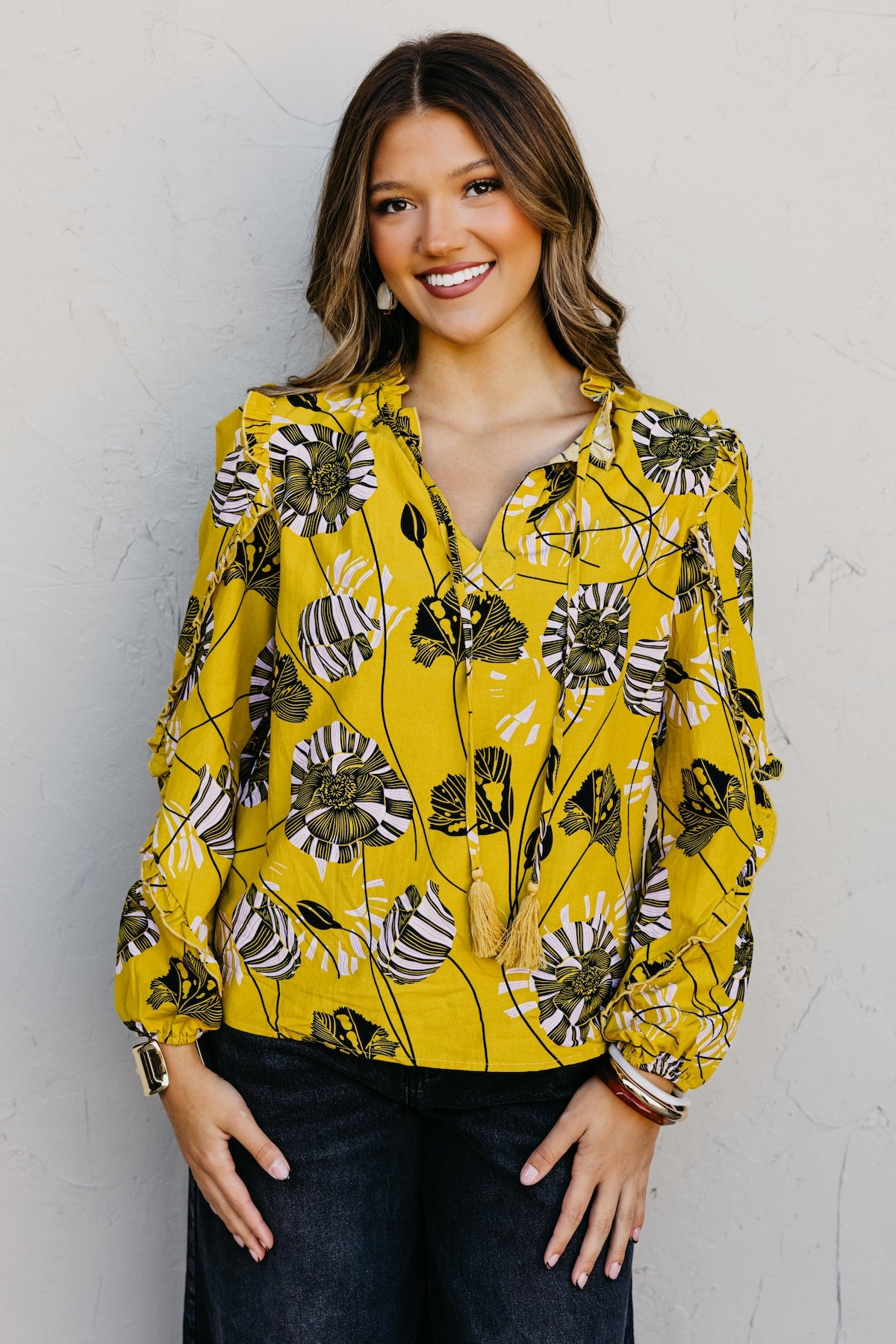 The Joey Printed Peasant Tie Top
