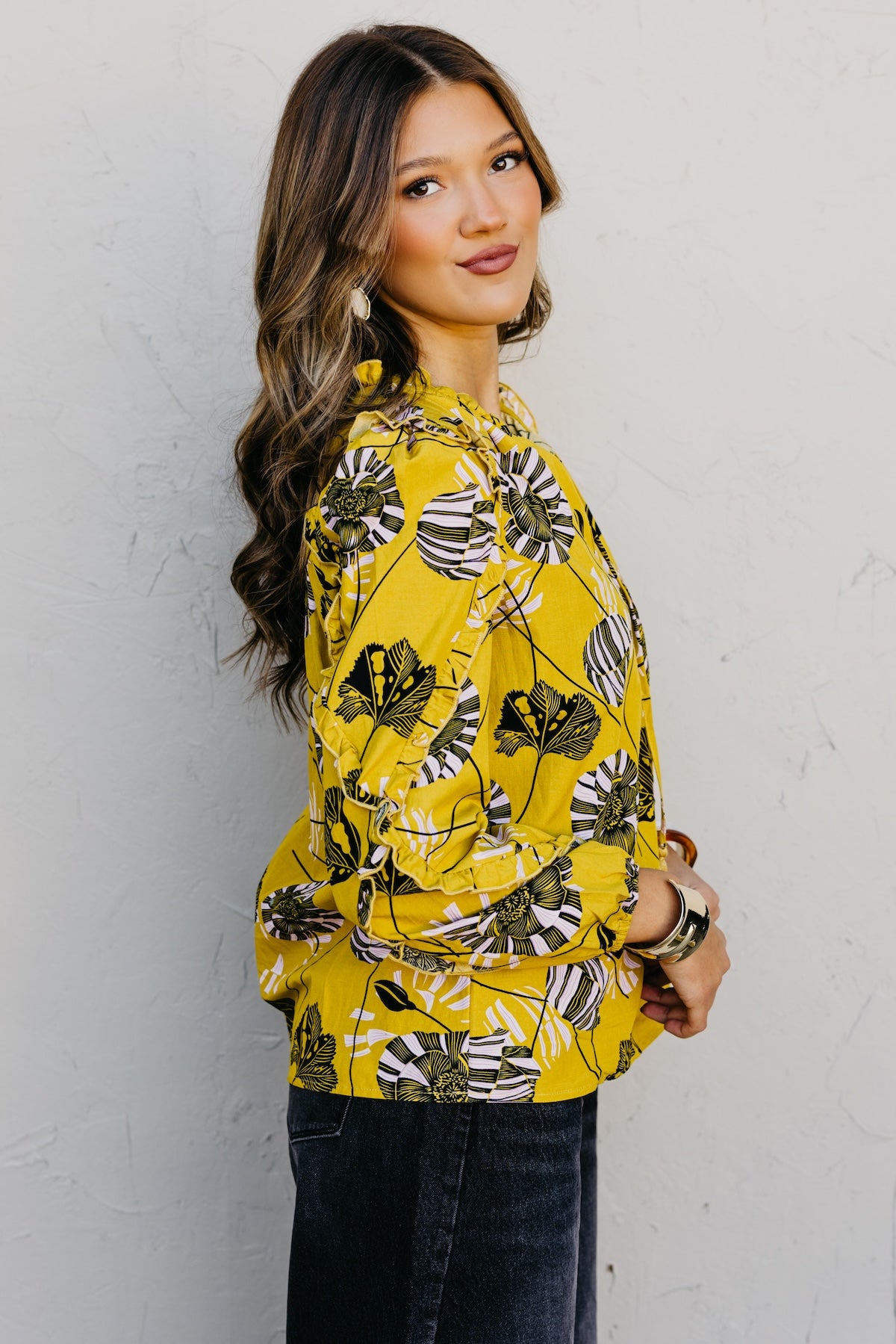 The Joey Printed Peasant Tie Top