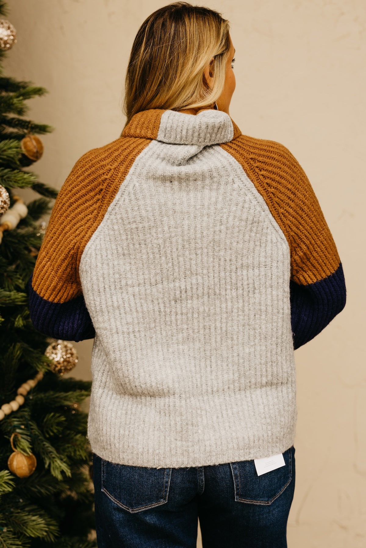 The Neveah Color Block Cowlneck Sweater