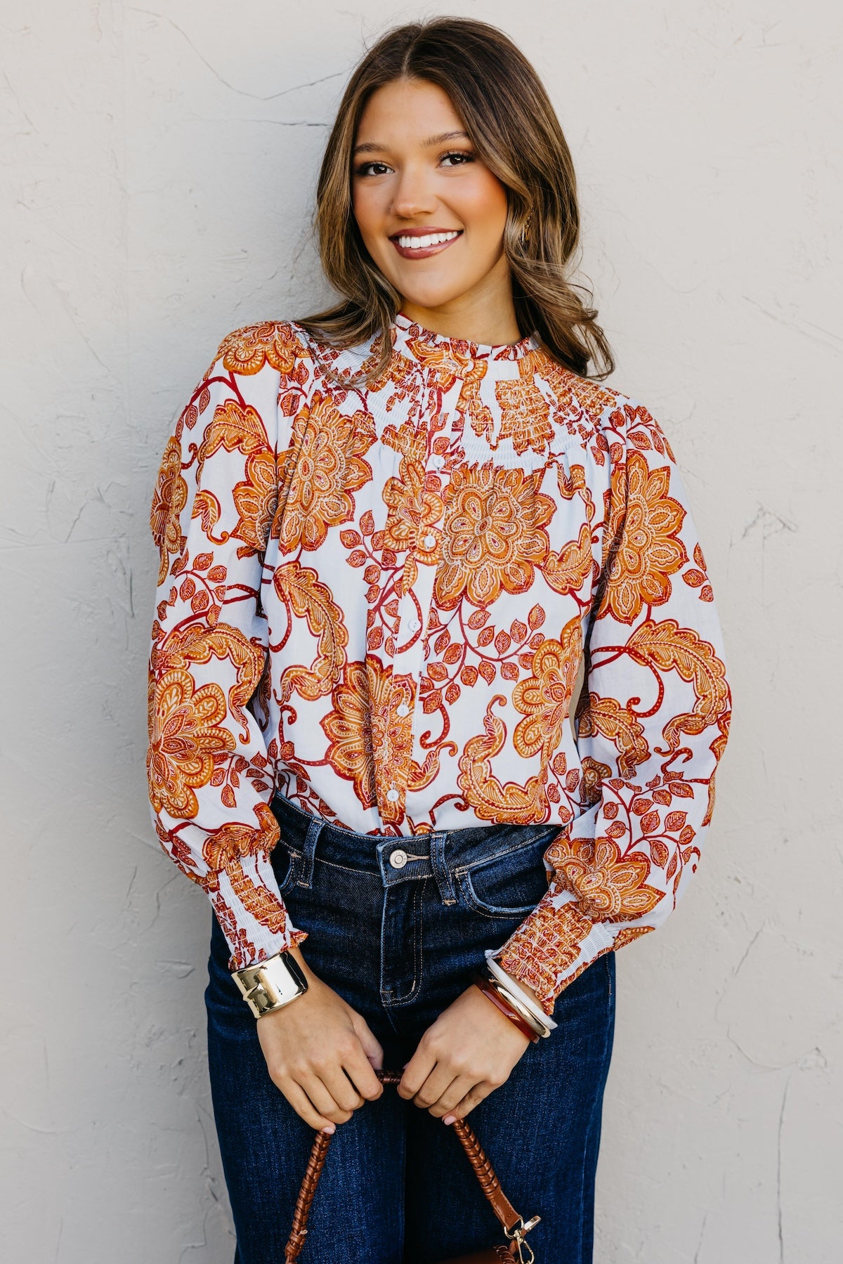 The Angelique Floral Smocked Blouse