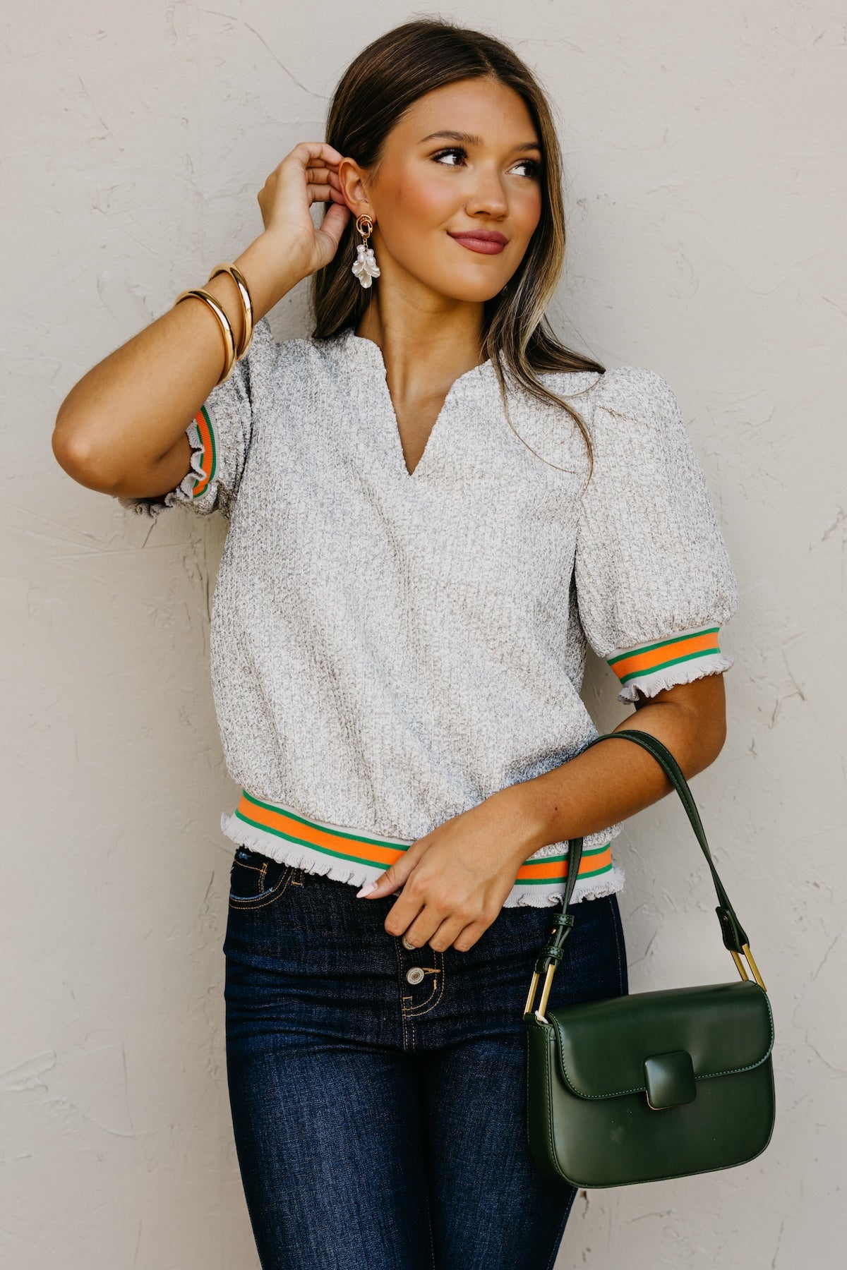 The Sellers Boucle Contrast Sweater Top