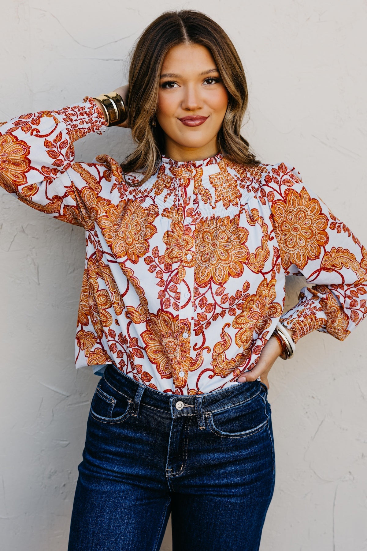 The Angelique Floral Smocked Blouse