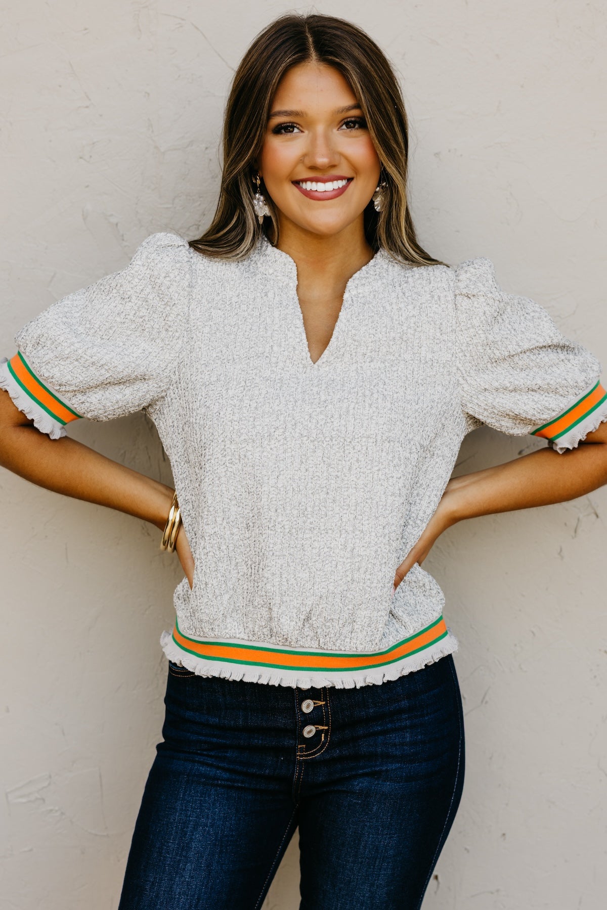 The Sellers Boucle Contrast Sweater Top
