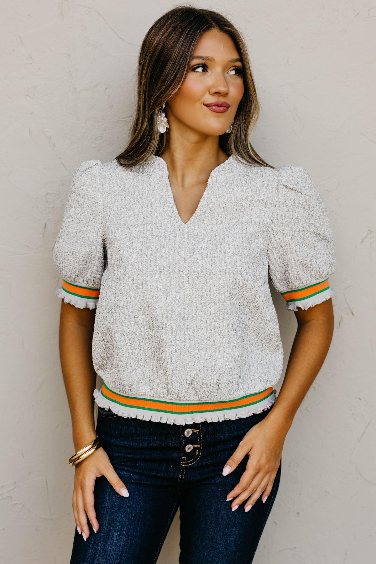 The Sellers Boucle Contrast Sweater Top