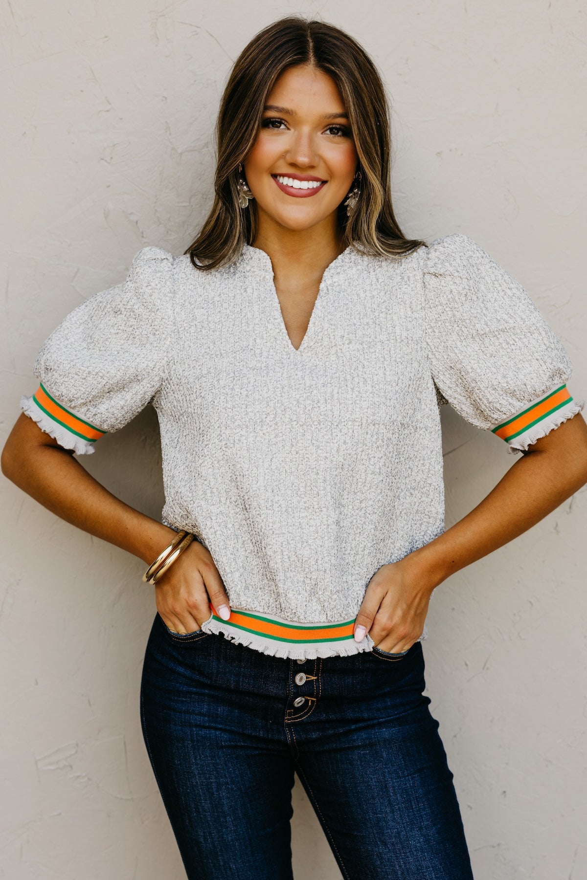 The Sellers Boucle Contrast Sweater Top