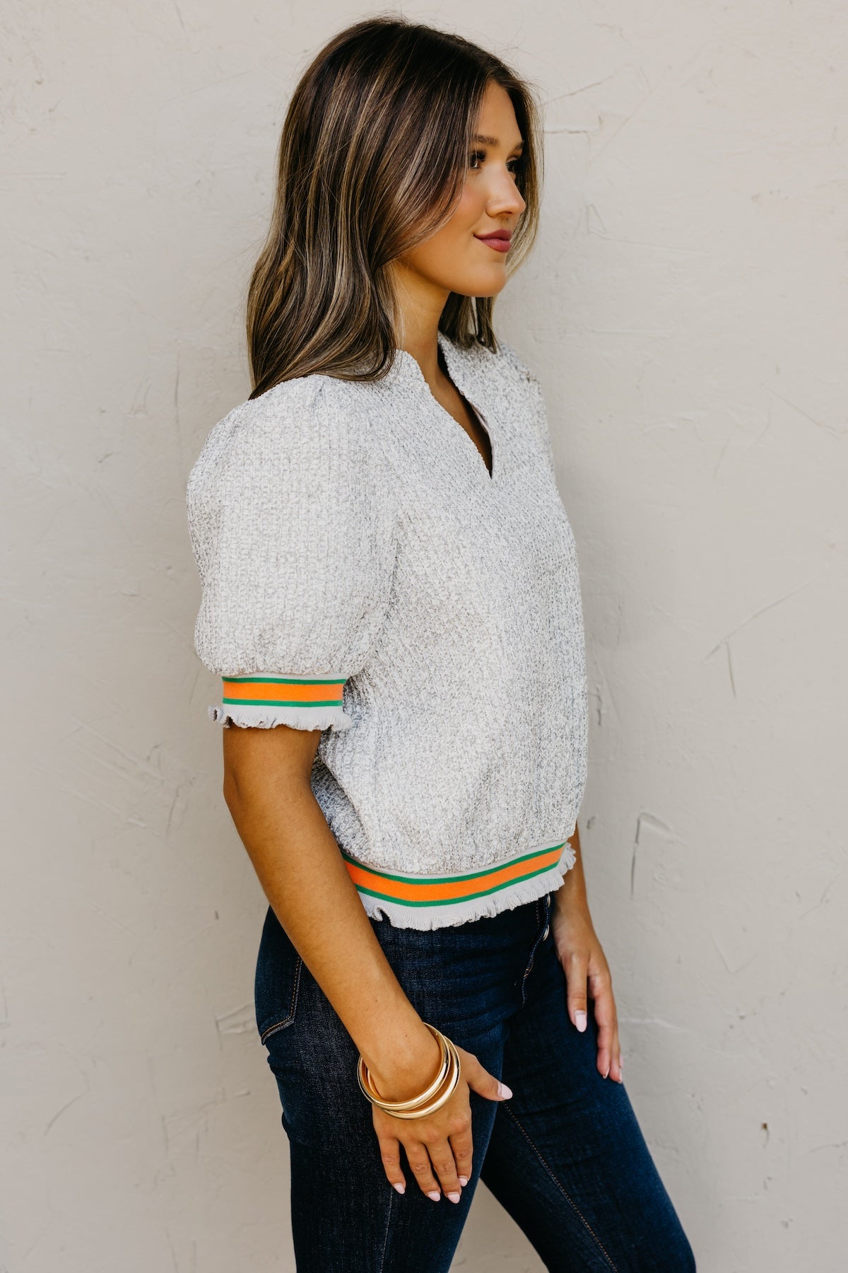 The Sellers Boucle Contrast Sweater Top