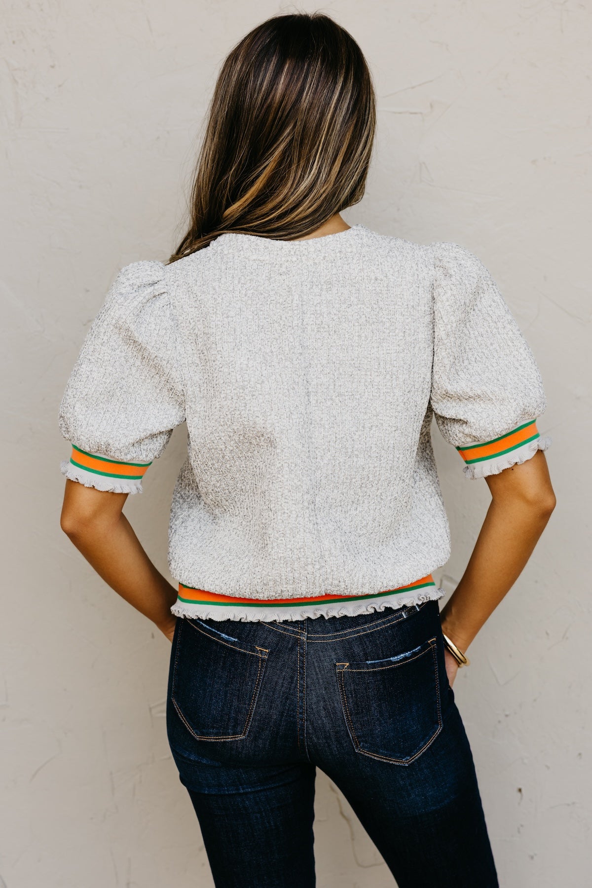 The Sellers Boucle Contrast Sweater Top