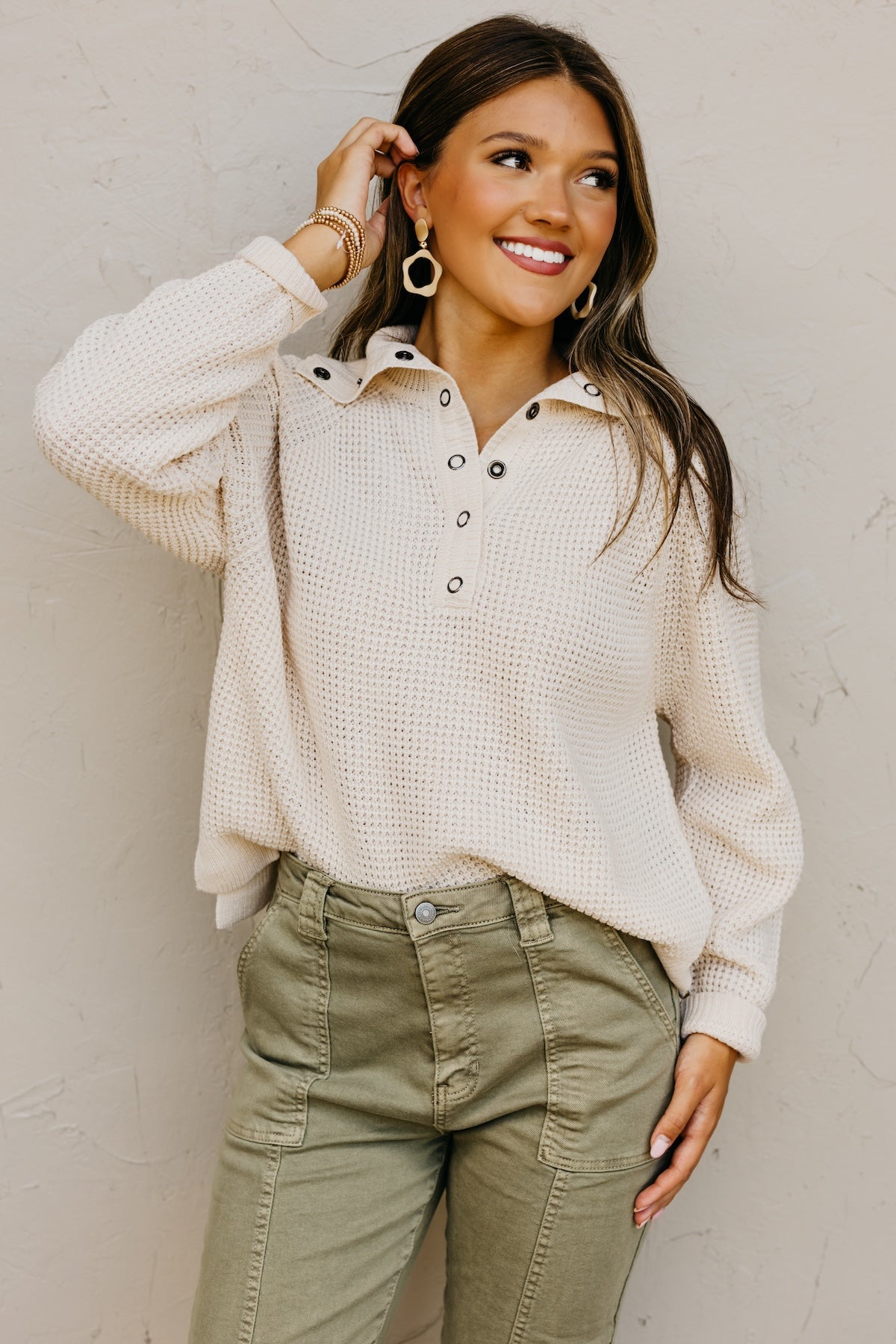 The Joana Waffle Sweater