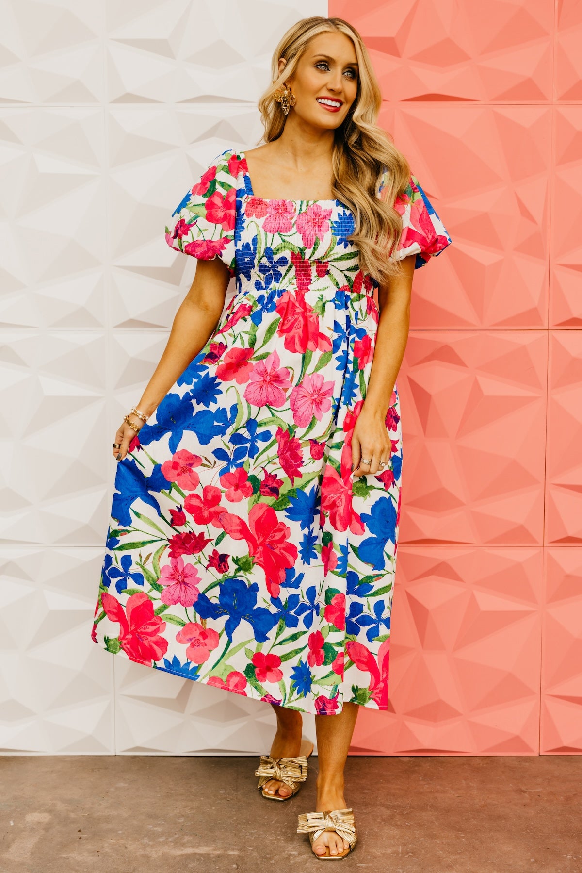 The Gage Floral Smocked Midi Dress