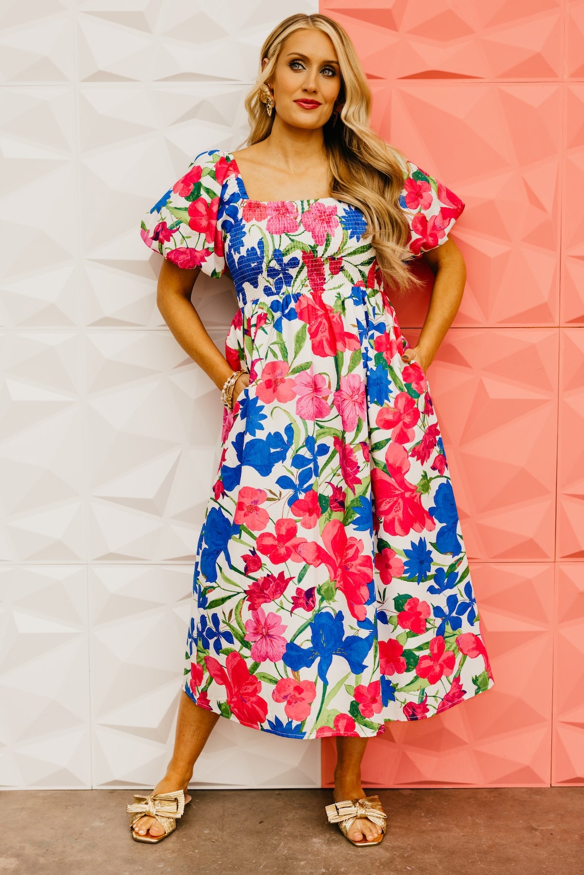 The Gage Floral Smocked Midi Dress
