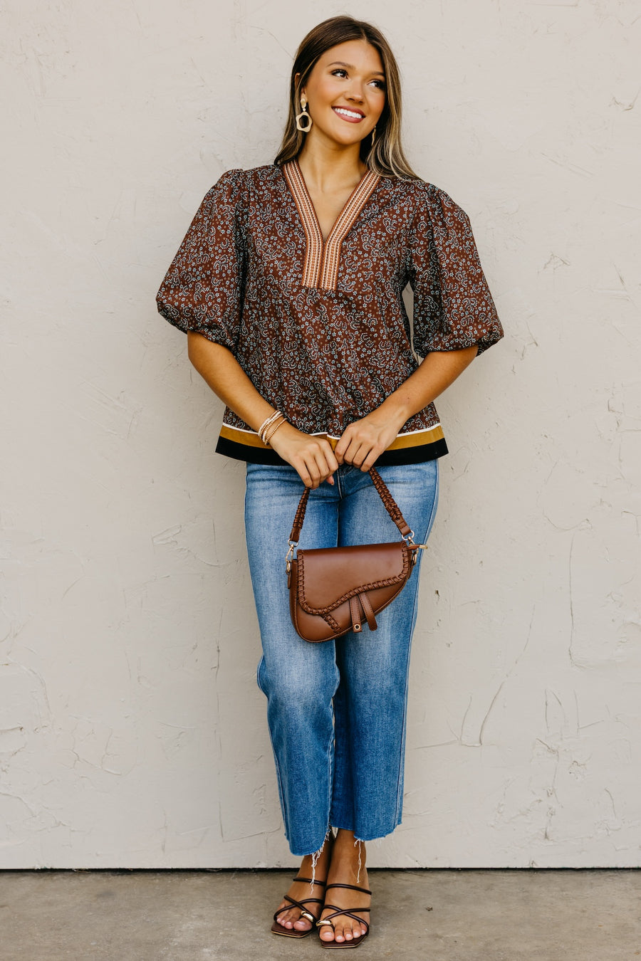 The Wynona Patch Woven Print Top