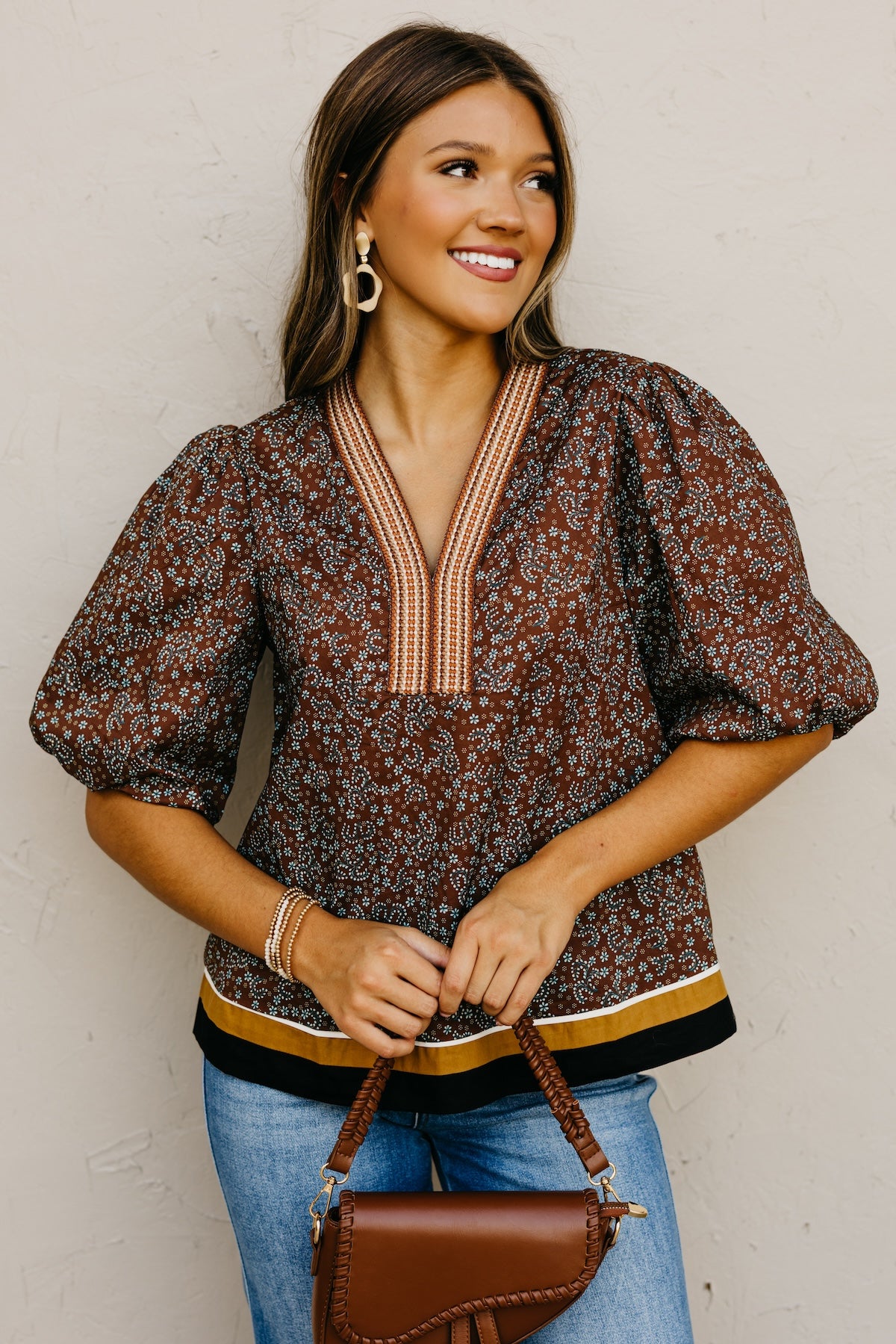 The Wynona Patch Woven Print Top