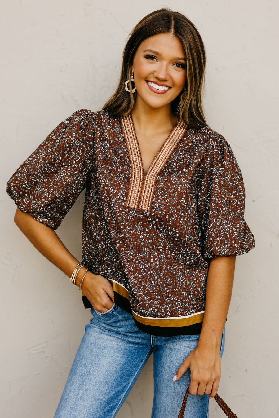 The Wynona Patch Woven Print Top