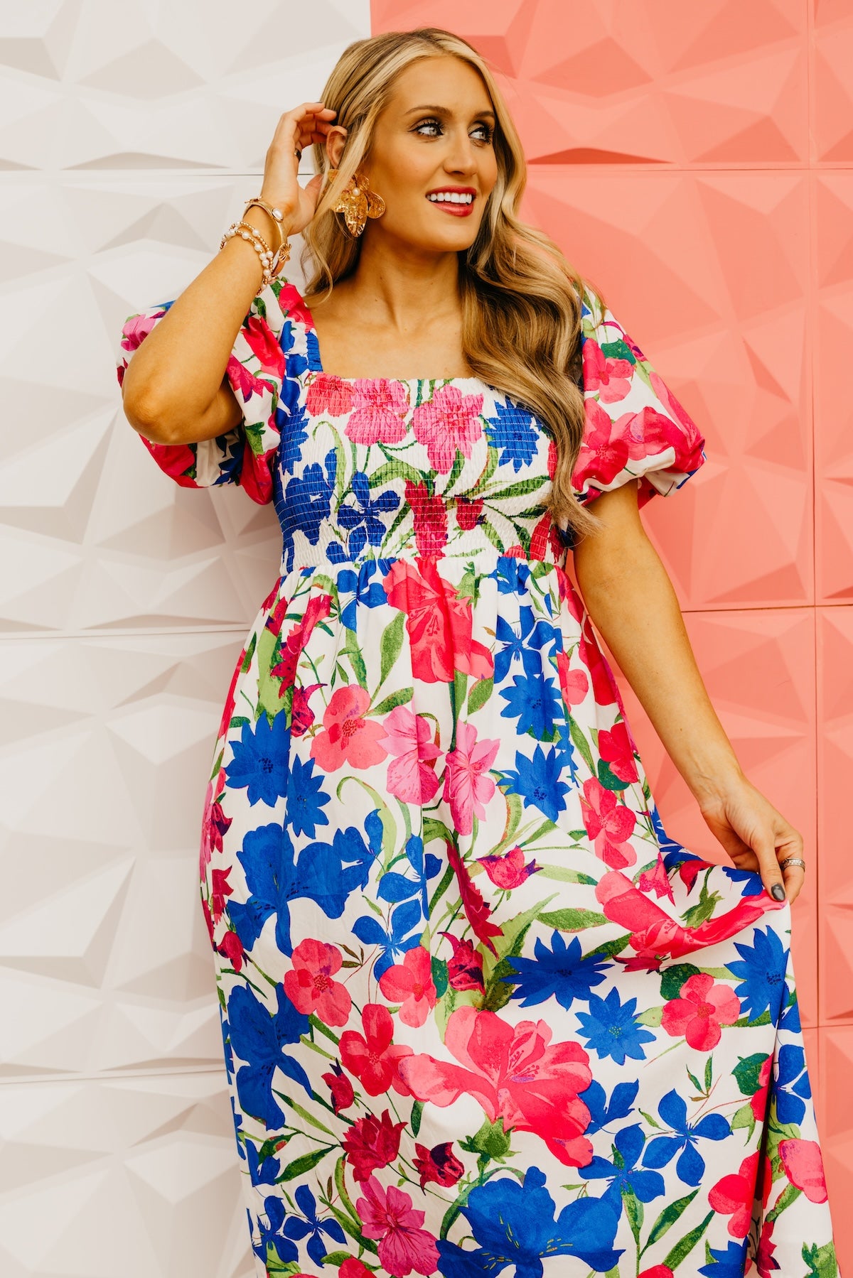 The Gage Floral Smocked Midi Dress
