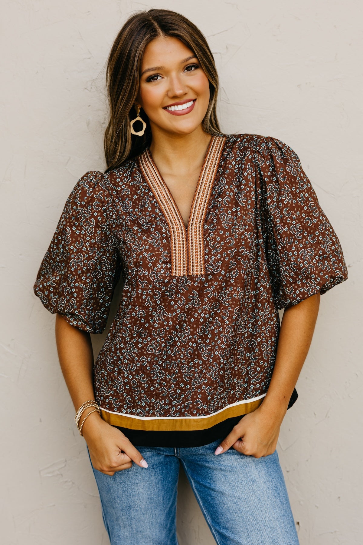 The Wynona Patch Woven Print Top