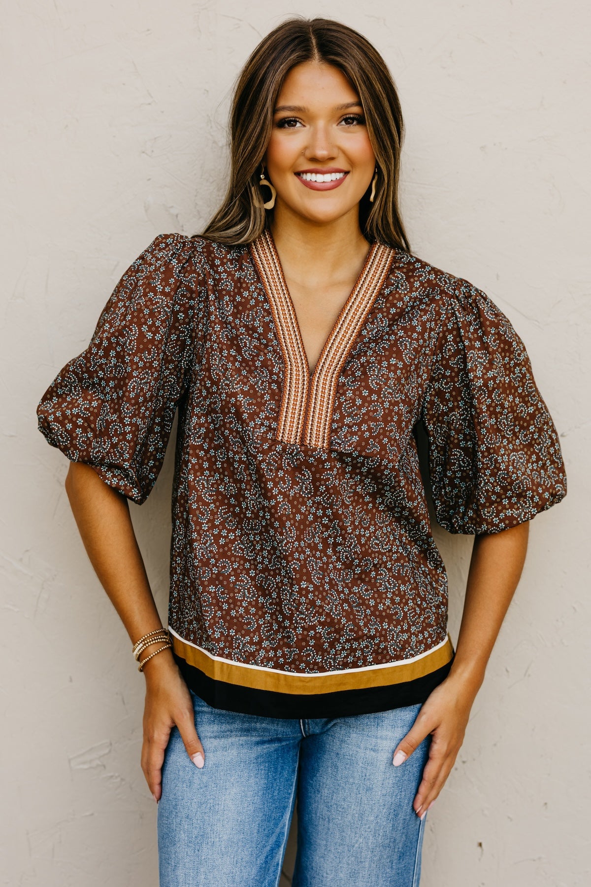 The Wynona Patch Woven Print Top
