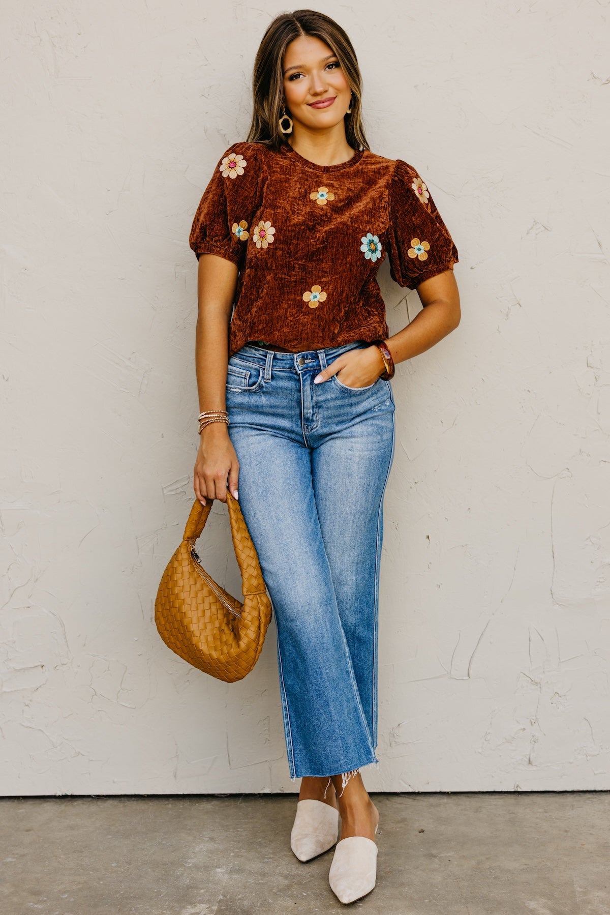 The Kara Embroidered Floral Felt Top
