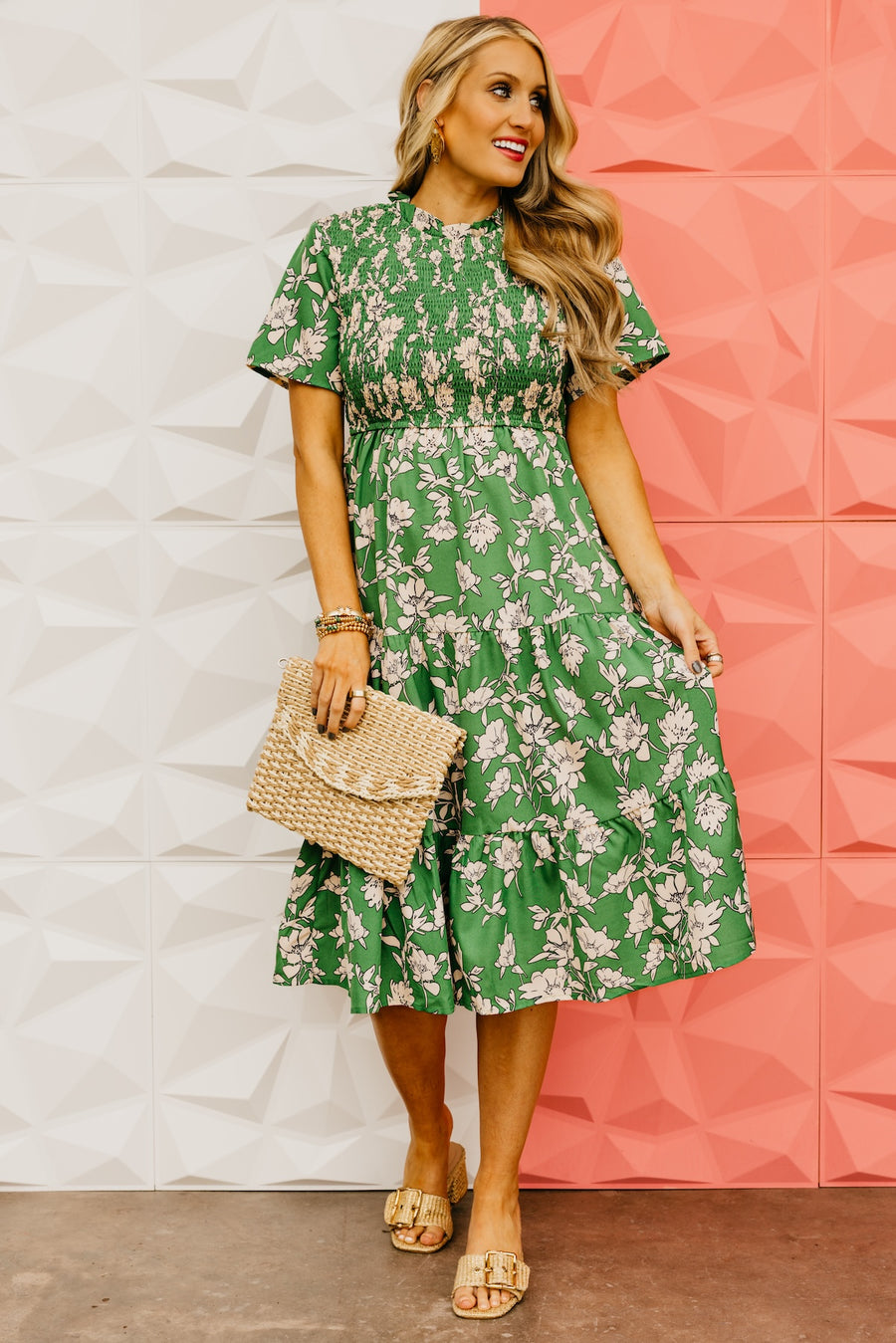 The Cohen Floral Shirred Midi Dress