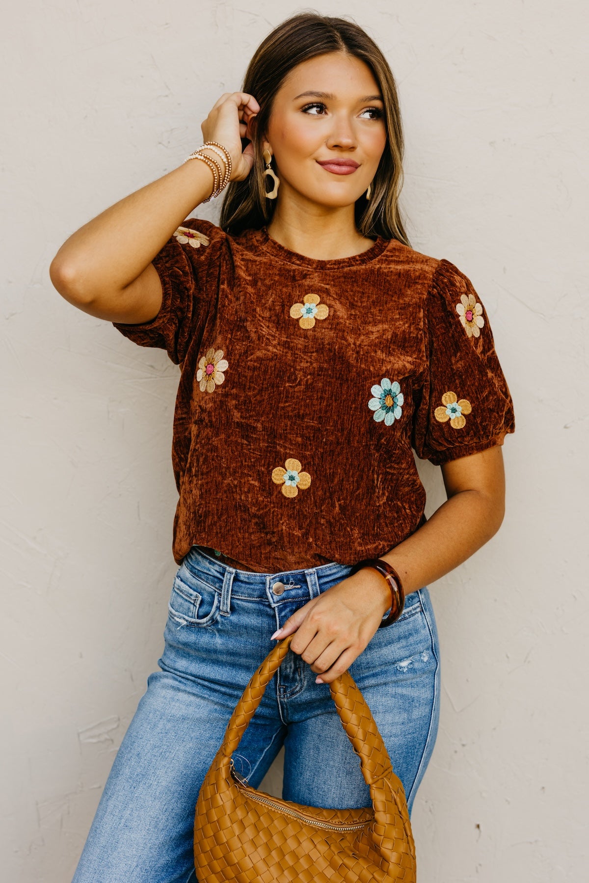 The Kara Embroidered Floral Felt Top