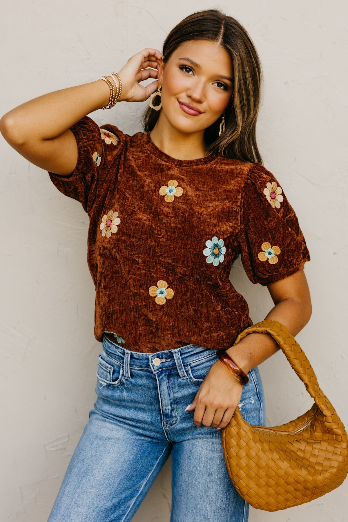 The Kara Embroidered Floral Felt Top
