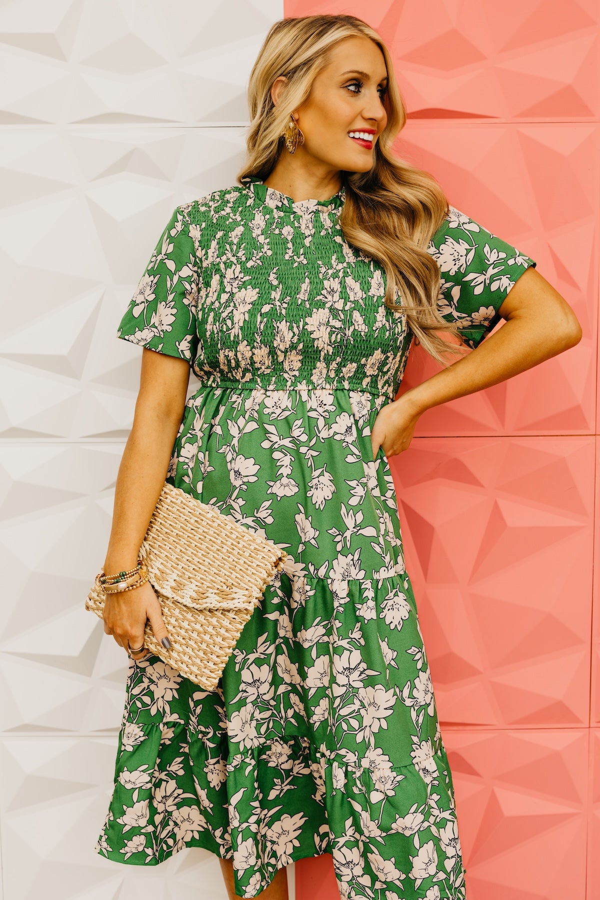 The Cohen Floral Shirred Midi Dress