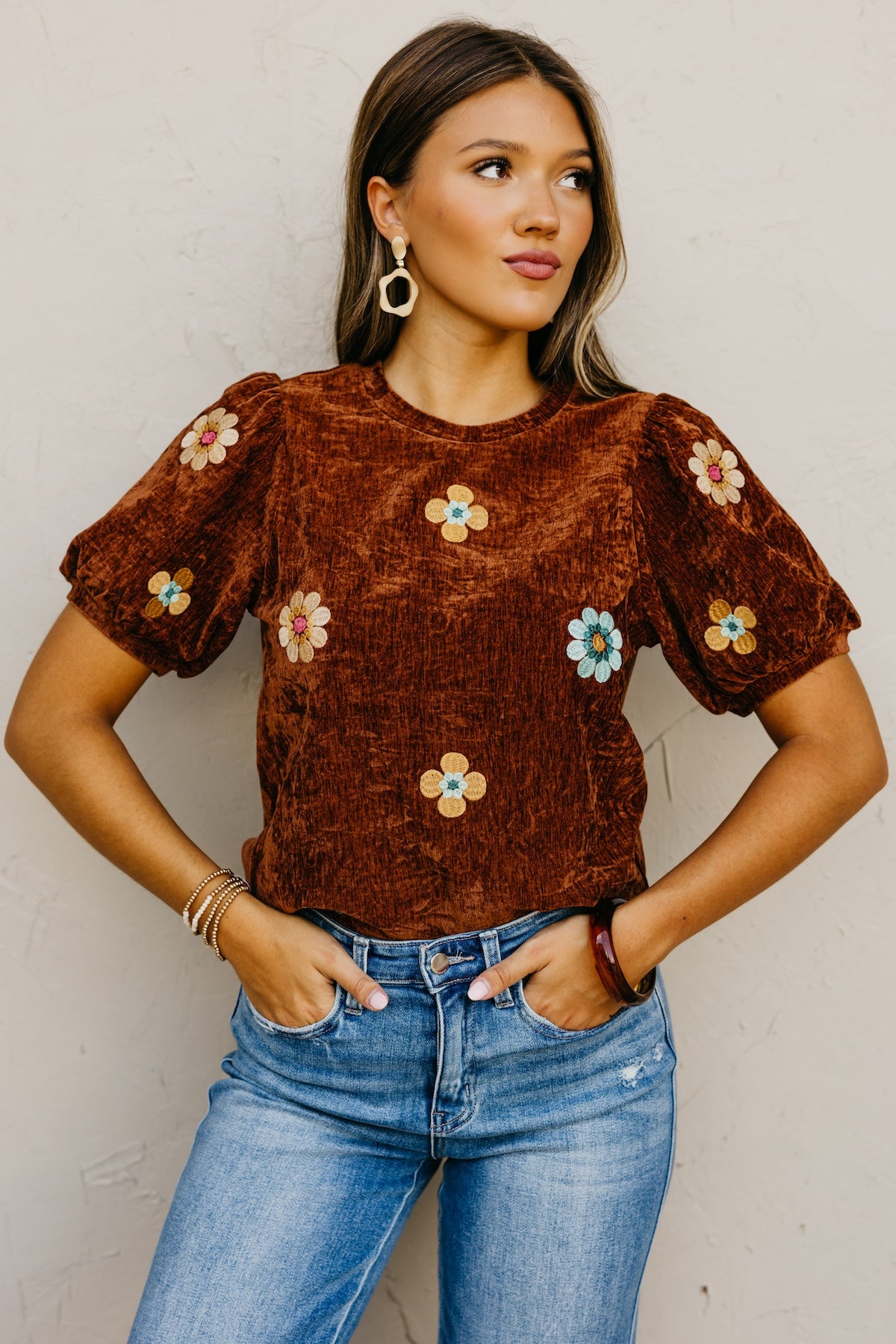 The Kara Embroidered Floral Felt Top