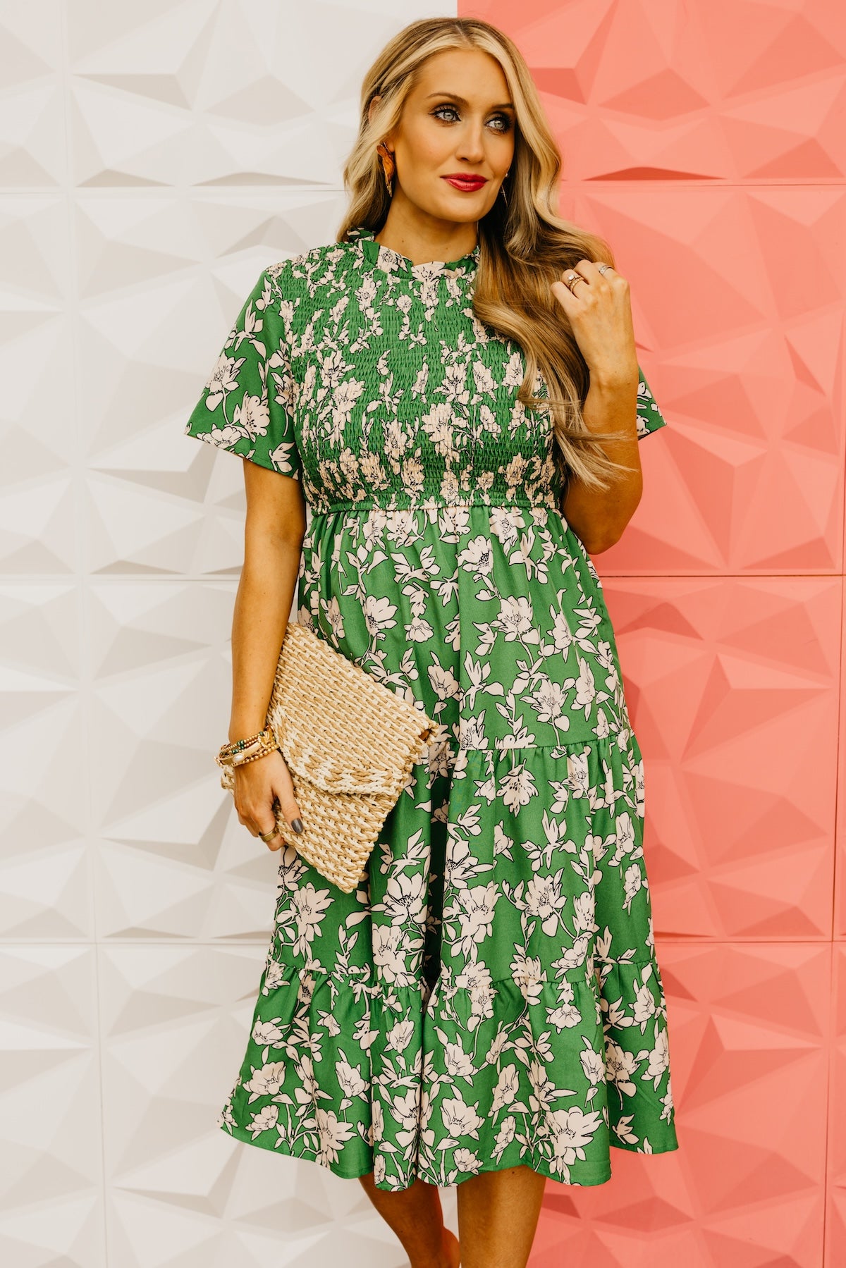 The Cohen Floral Shirred Midi Dress