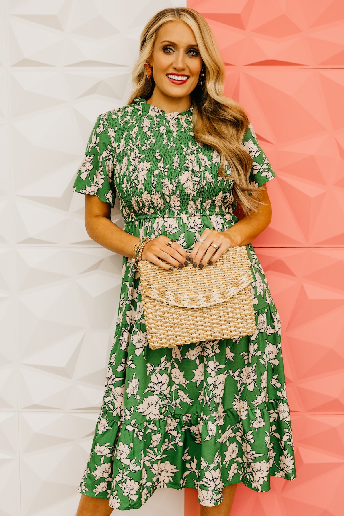 The Cohen Floral Shirred Midi Dress