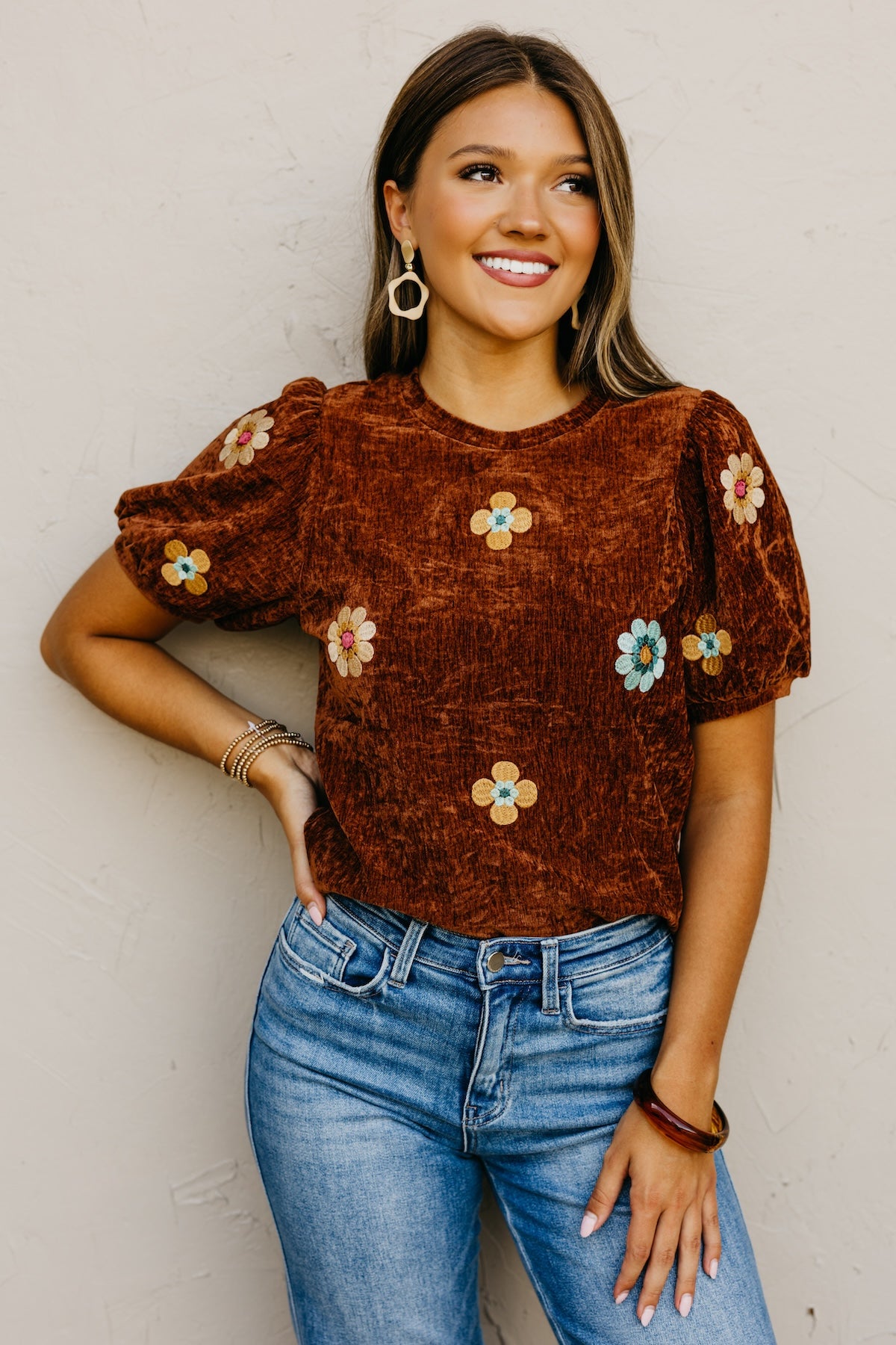 The Kara Embroidered Floral Felt Top