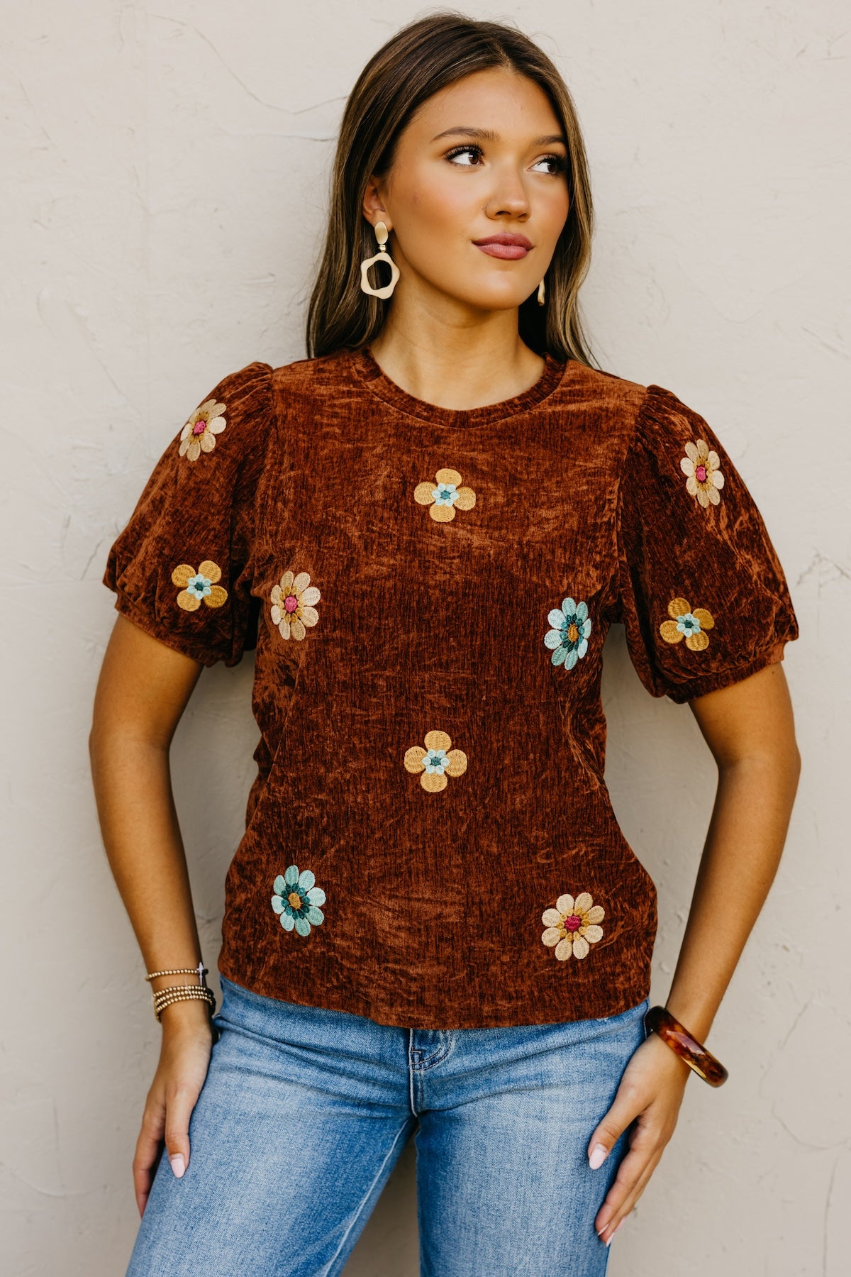 The Kara Embroidered Floral Felt Top