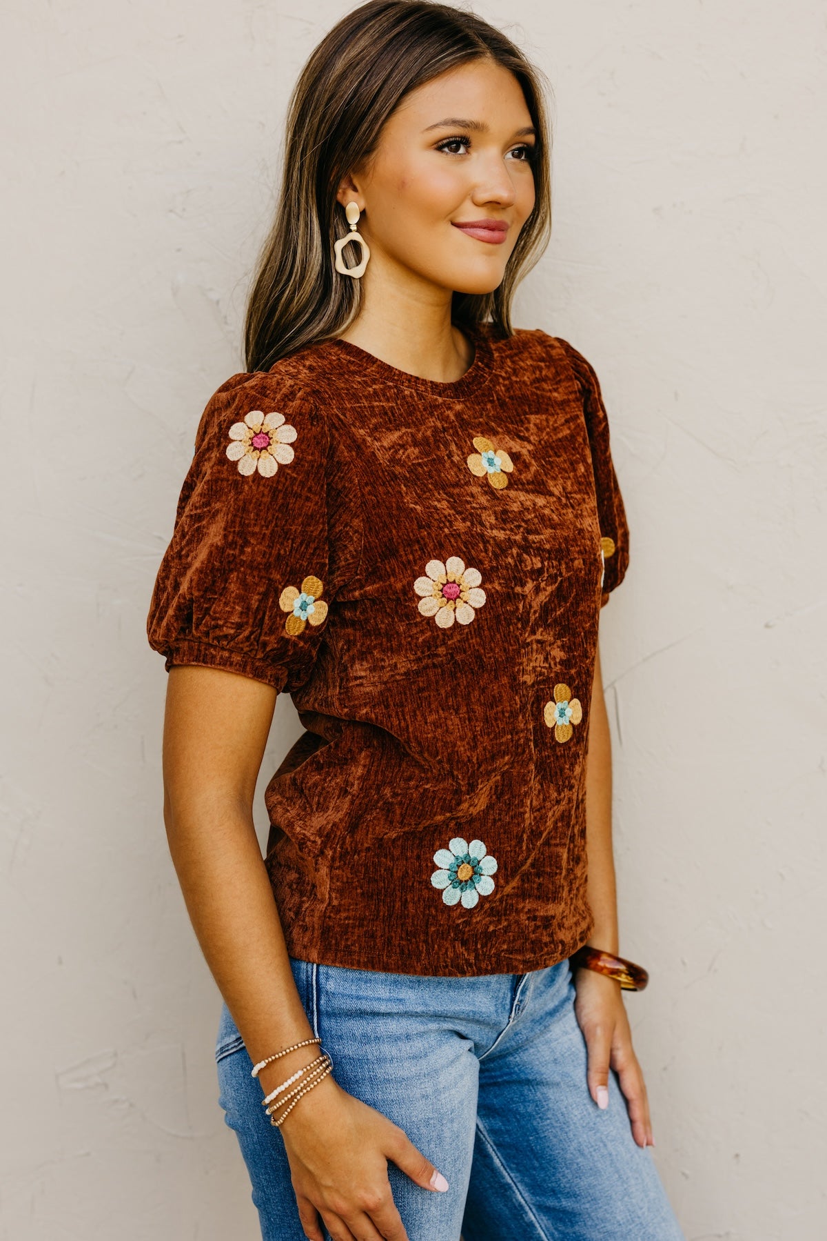 The Kara Embroidered Floral Felt Top