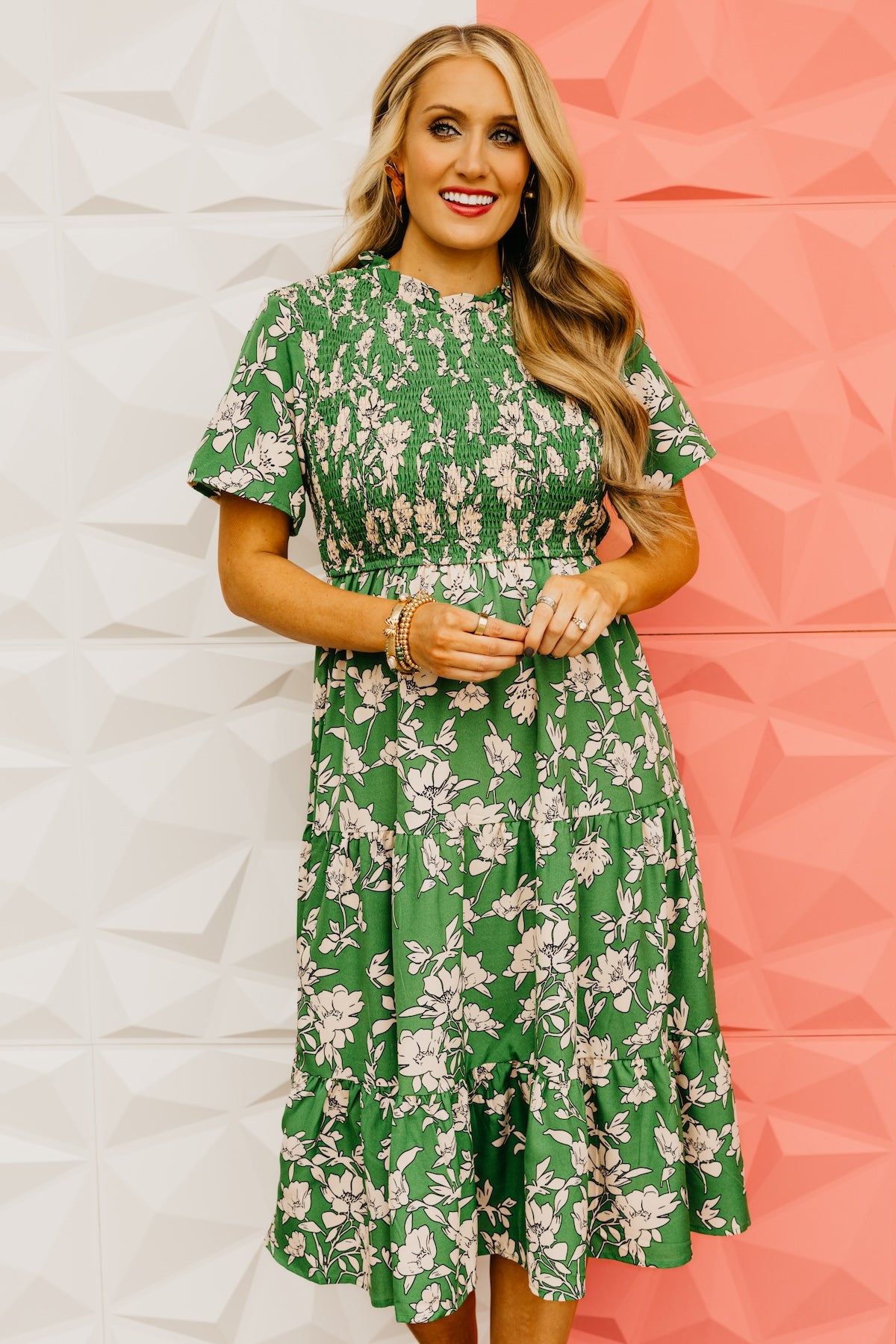 The Cohen Floral Shirred Midi Dress