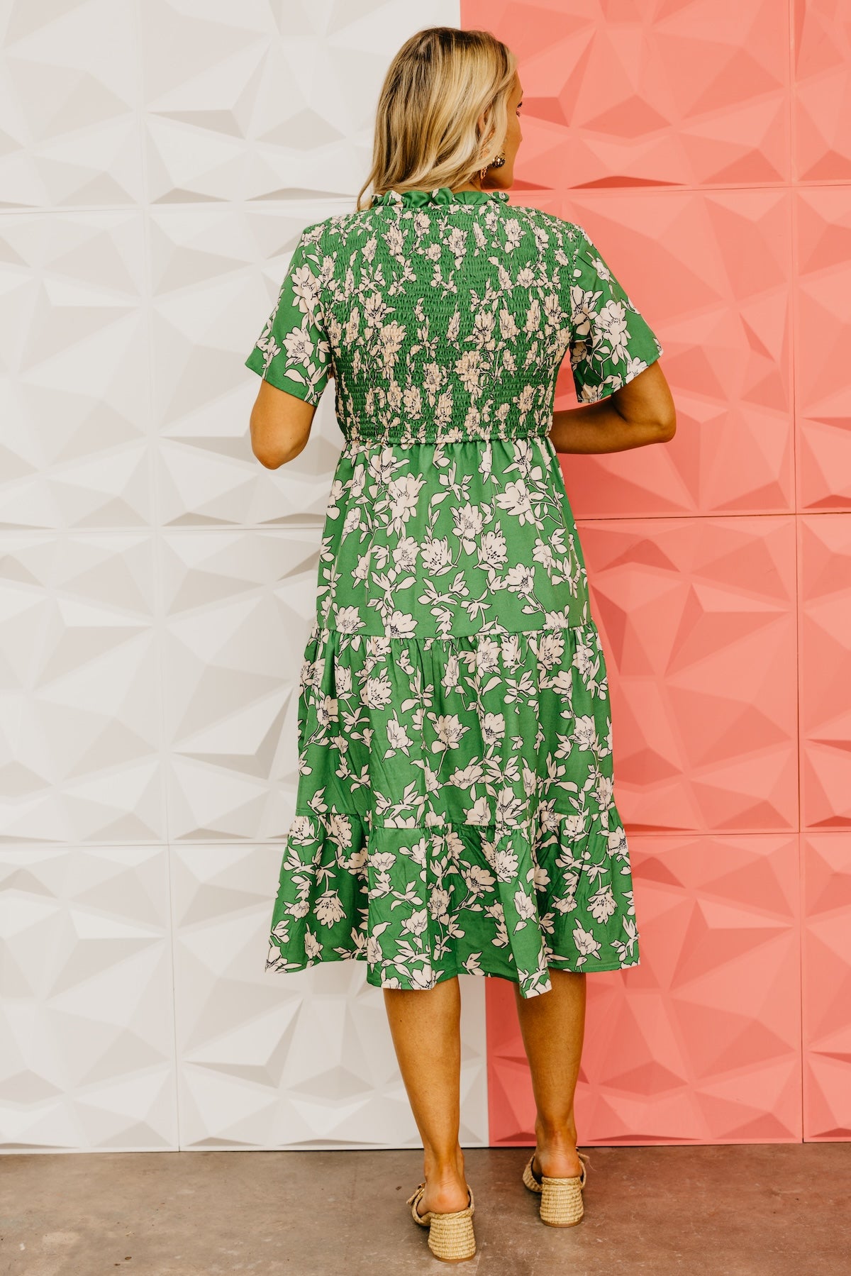 The Cohen Floral Shirred Midi Dress