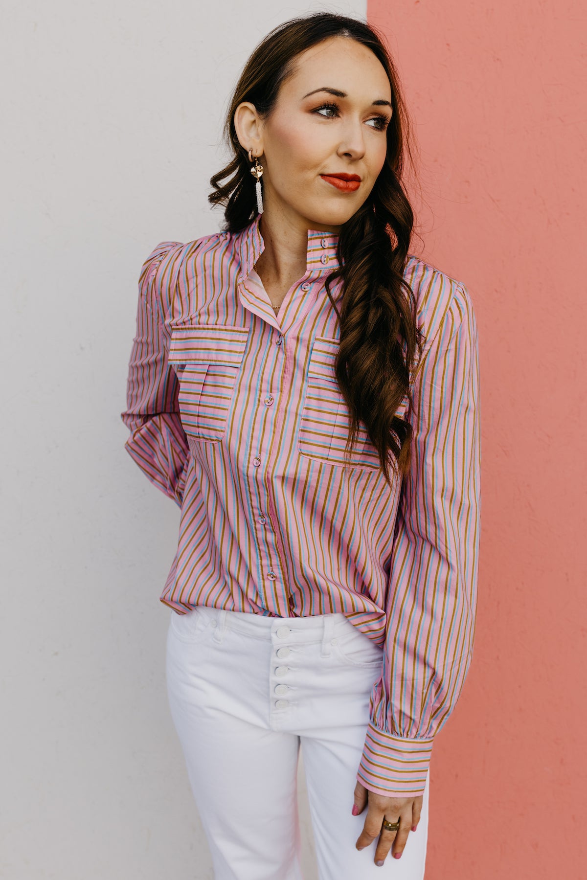 The Raina Striped Puff Sleeve Shirt