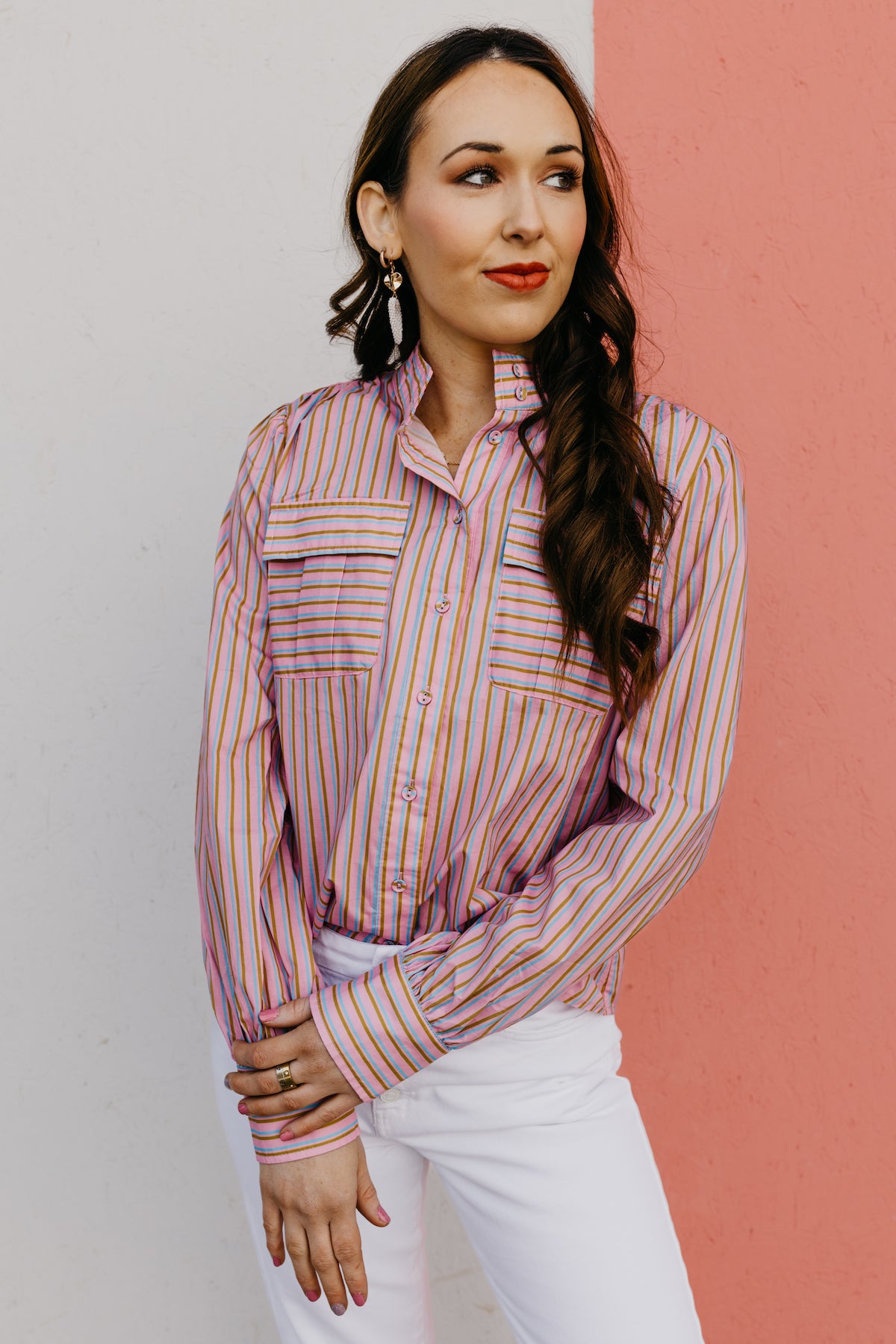 The Raina Striped Puff Sleeve Shirt