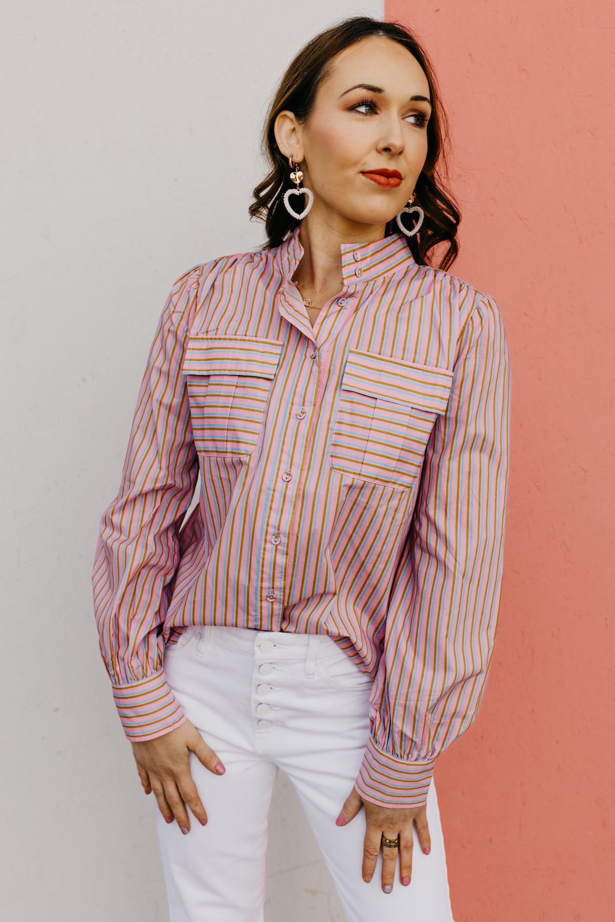 The Raina Striped Puff Sleeve Shirt