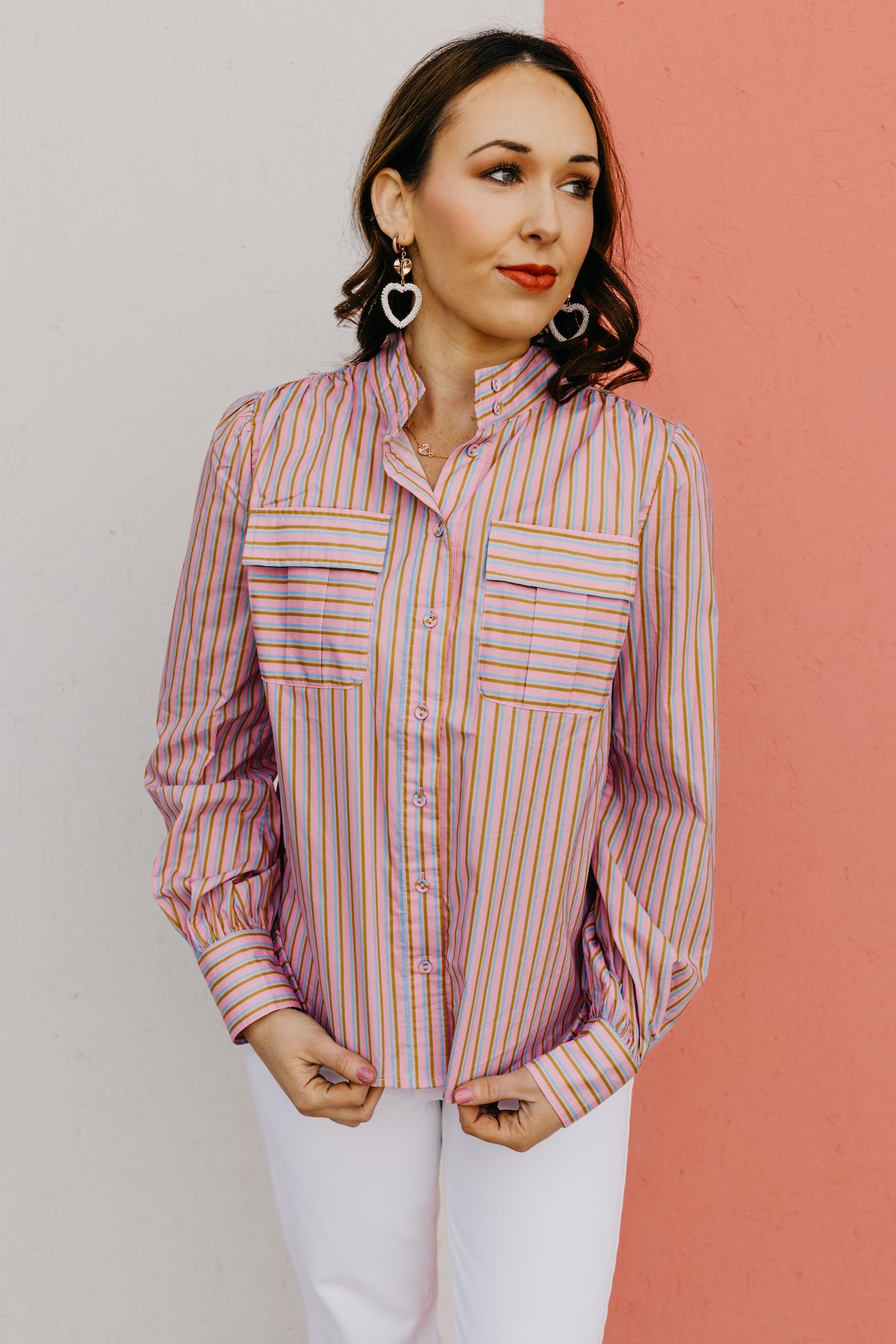 The Raina Striped Puff Sleeve Shirt