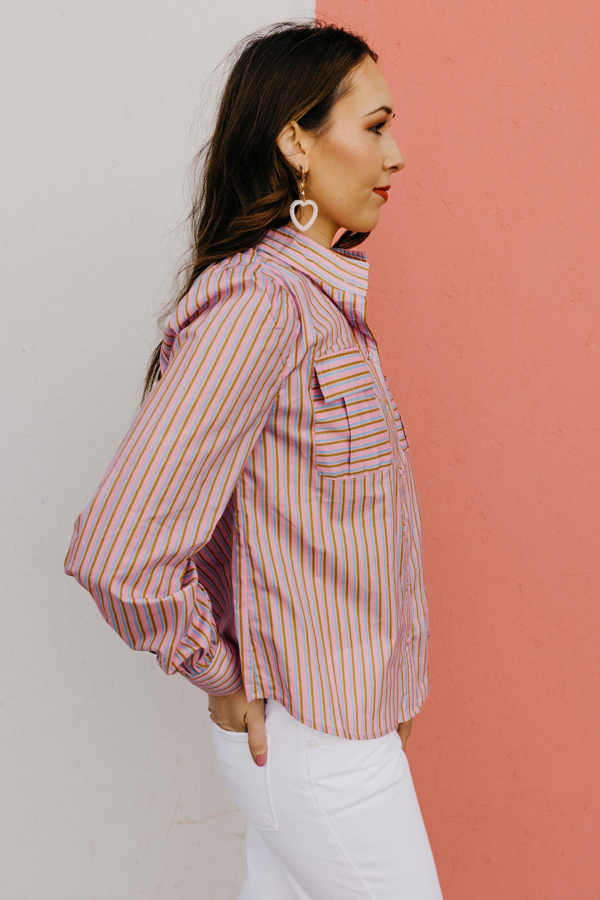 The Raina Striped Puff Sleeve Shirt