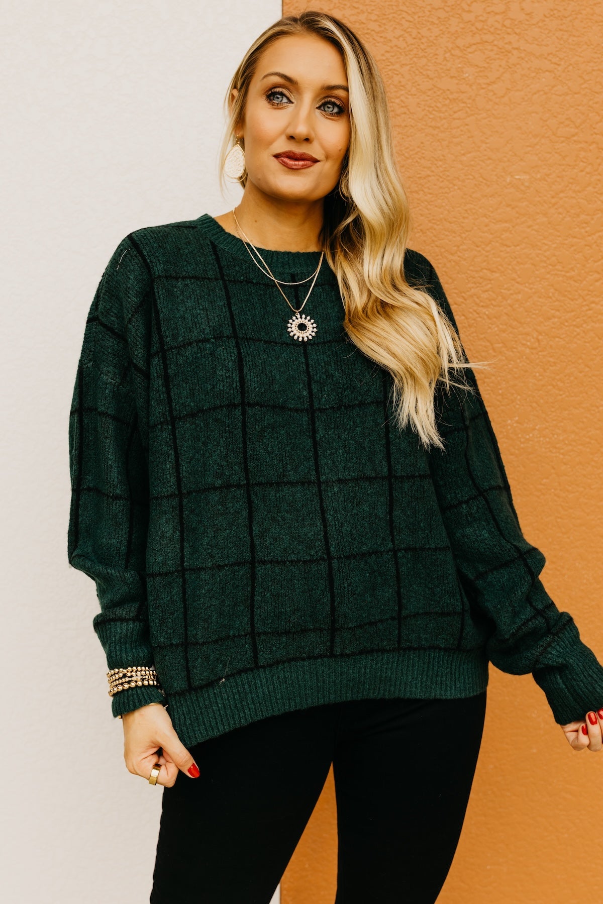 Grid print sweater 2025