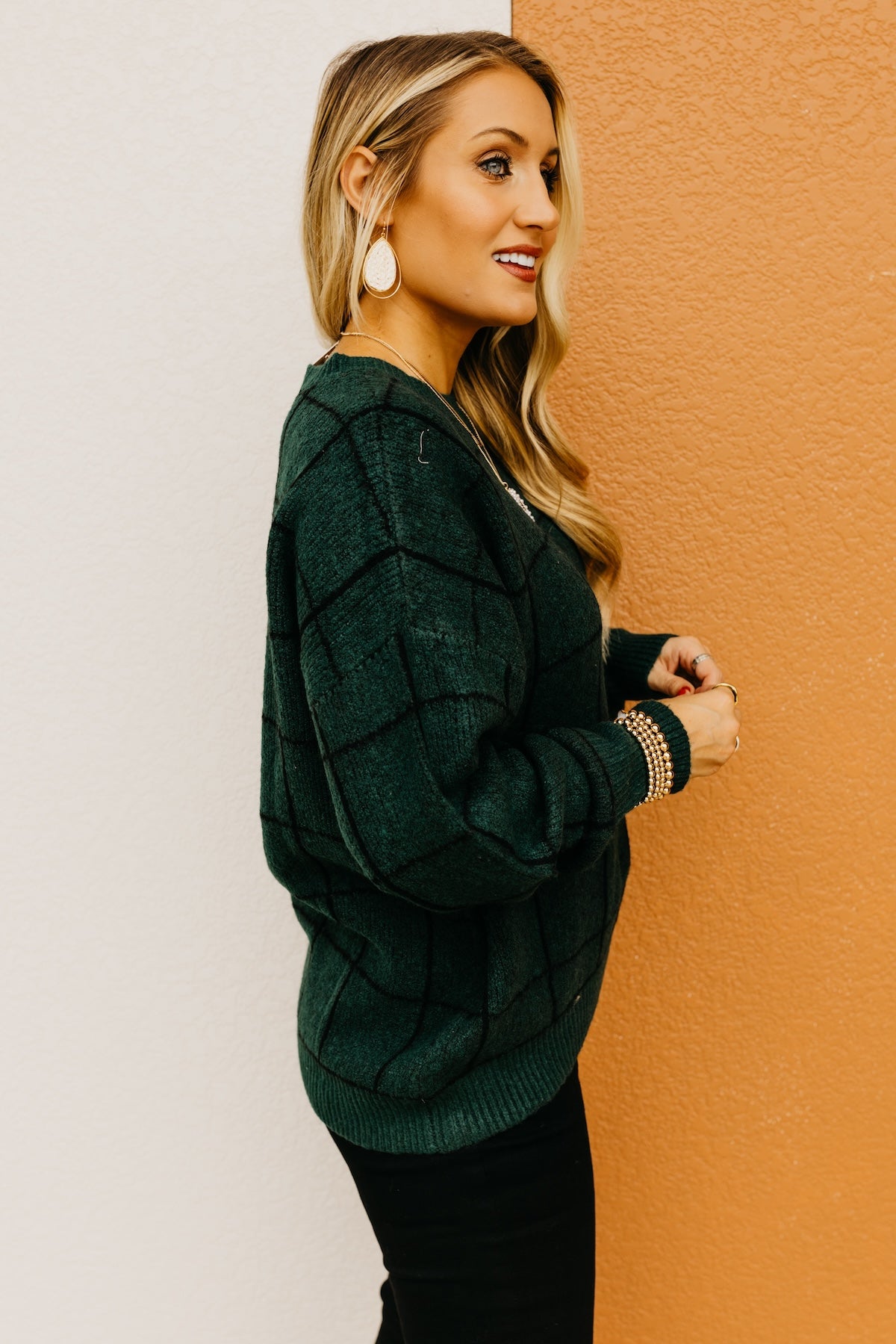 The Santana Grid Print Sweater MOD Boutique