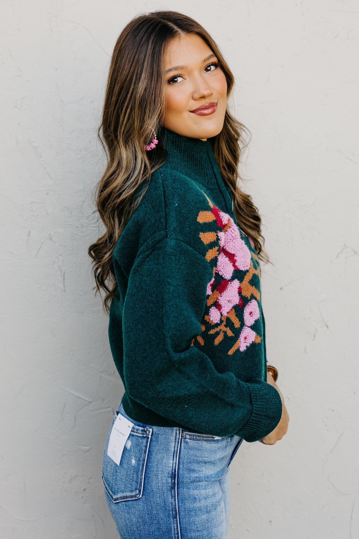 The Tori Floral Zip Up Sweater
