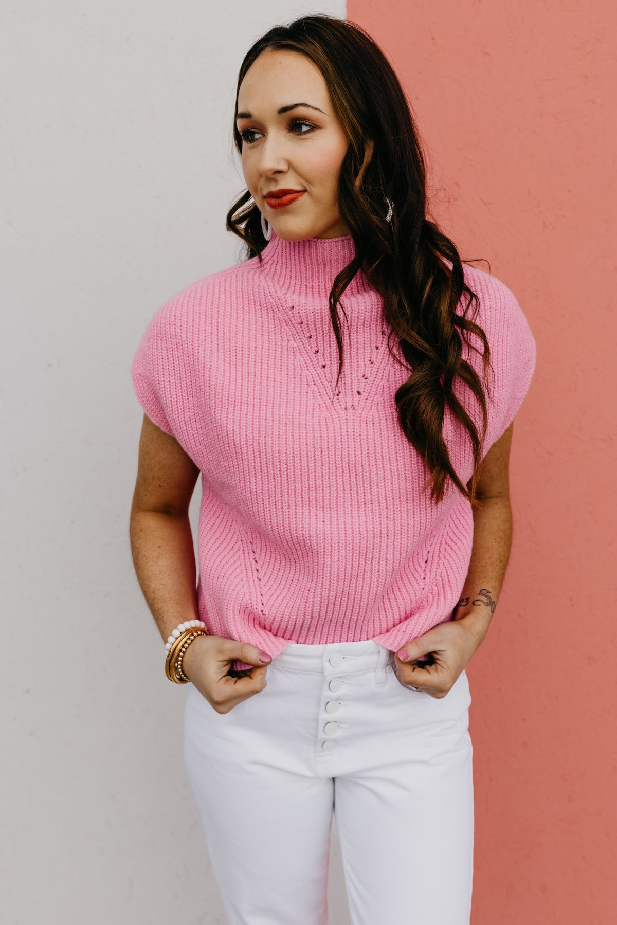 The Aliya Mock Neck Sleeveless Sweater