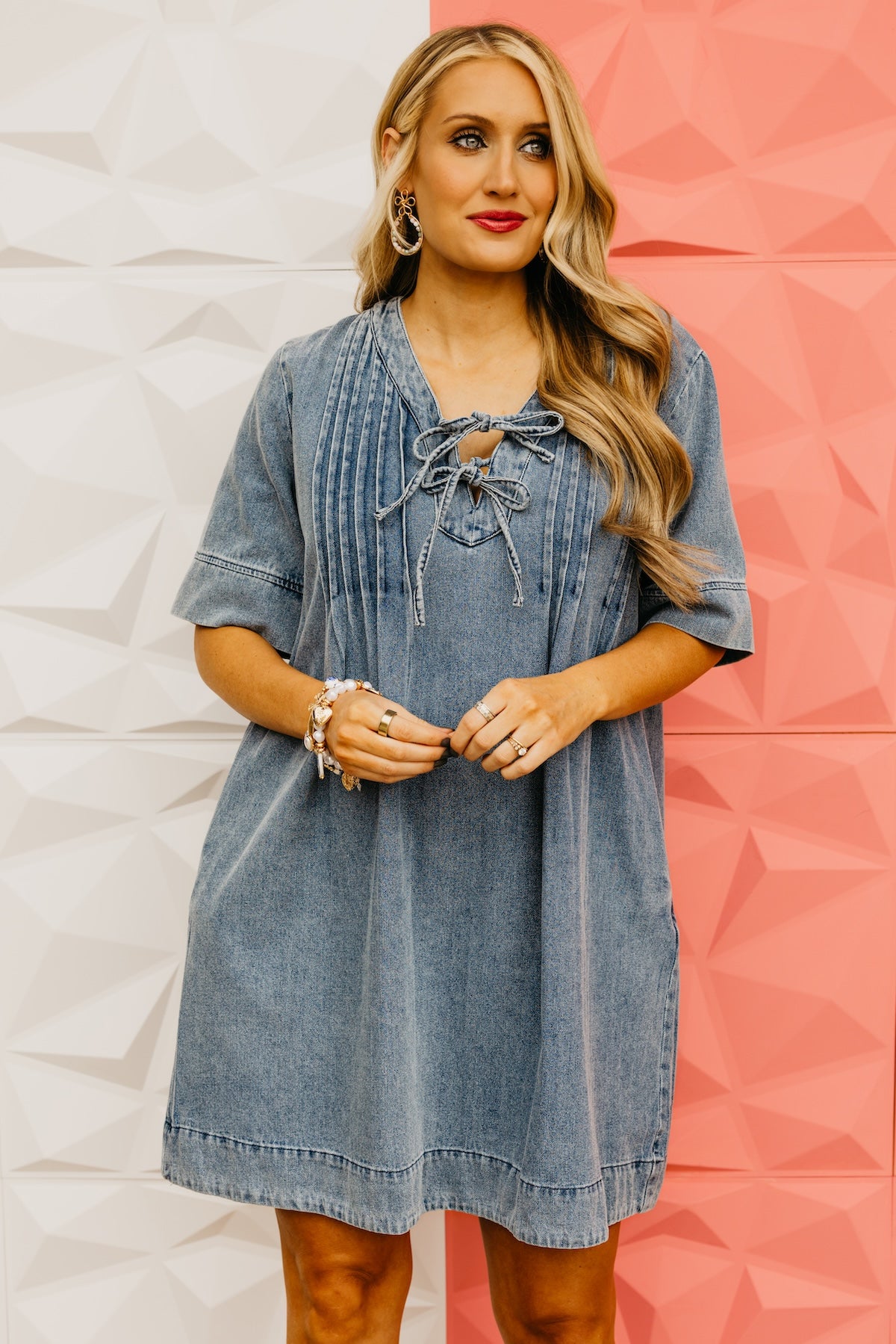 The Cesar Pintuck Denim Mini Dress