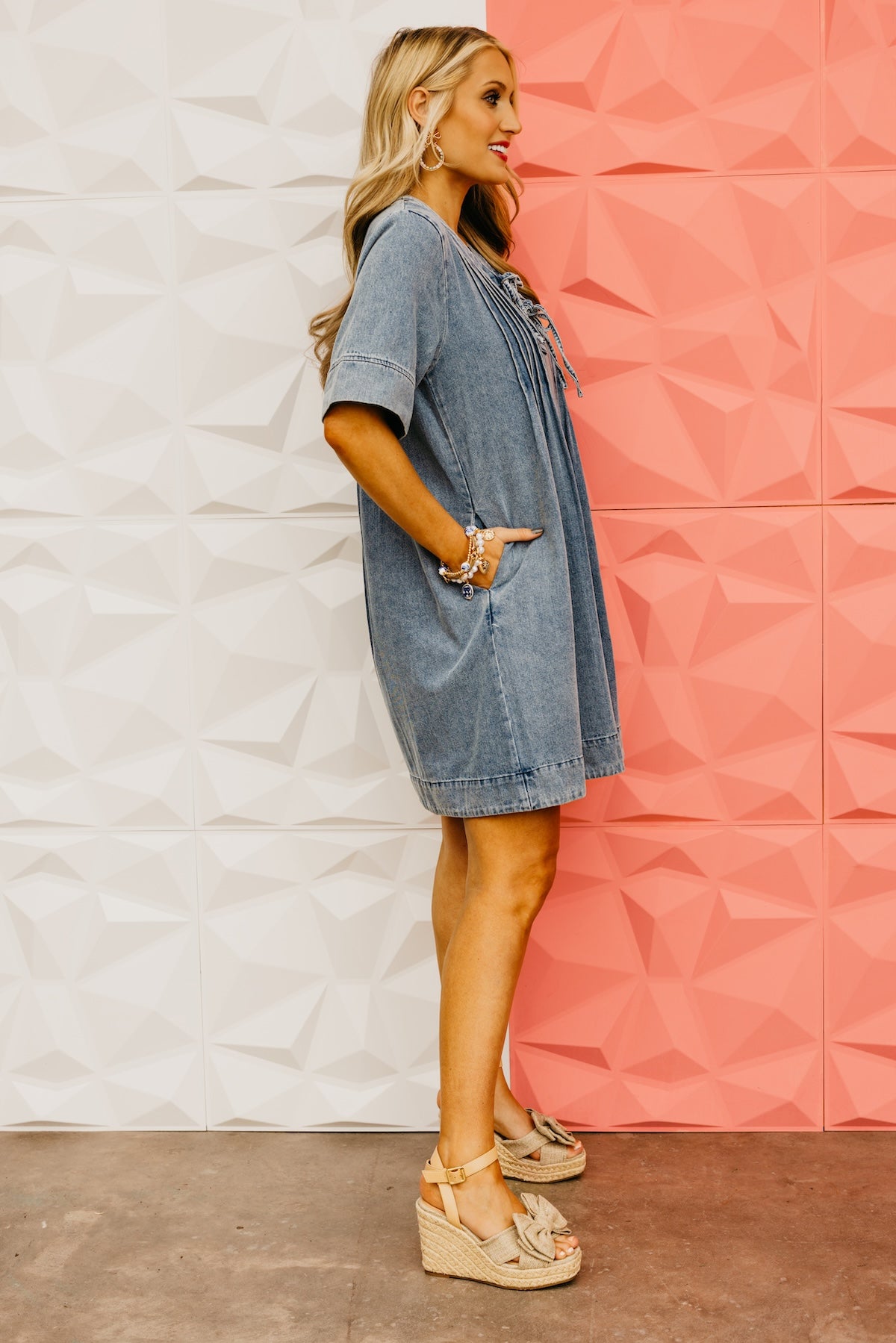 The Cesar Pintuck Denim Mini Dress